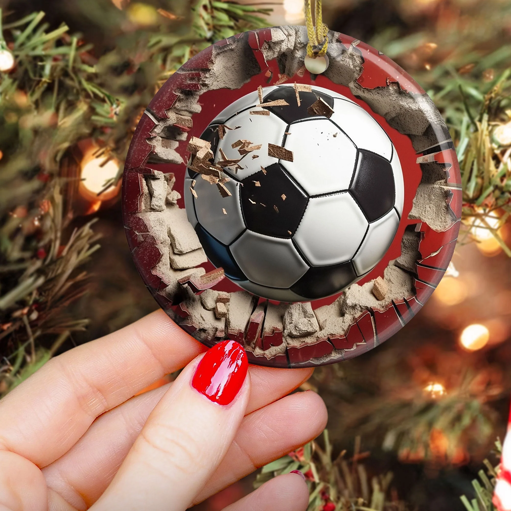 Christmas Sport Ball - Personalized Ceramic Ornament - Image 4