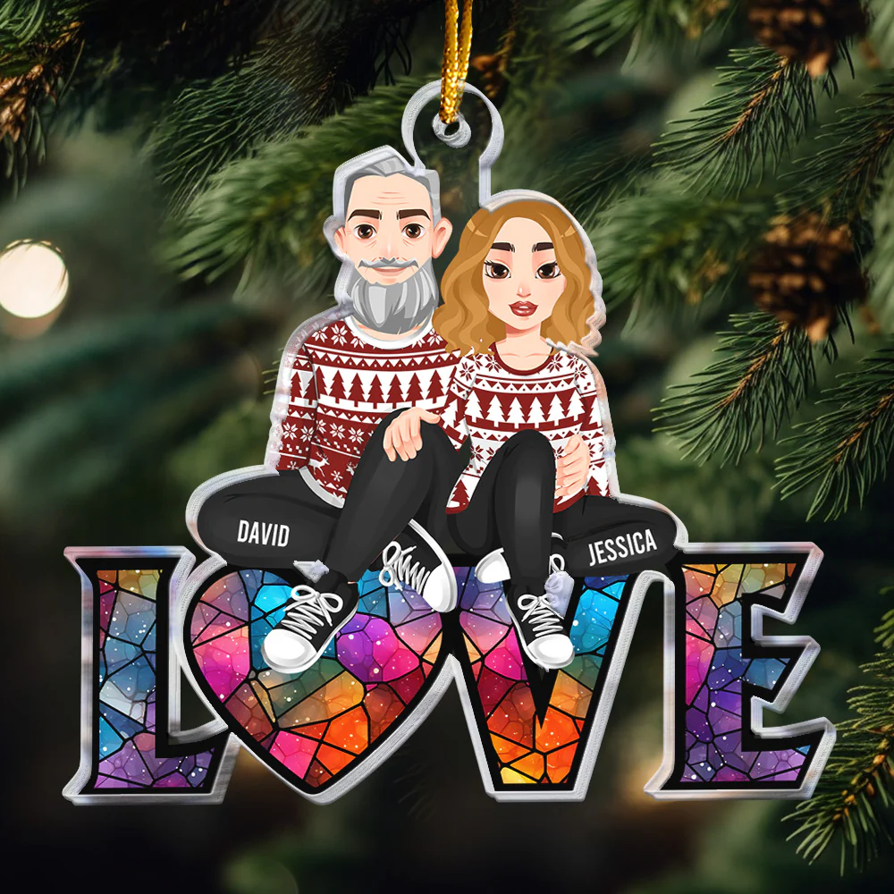 Christmas Together Couple - Personalized Acrylic Ornament - Image 3