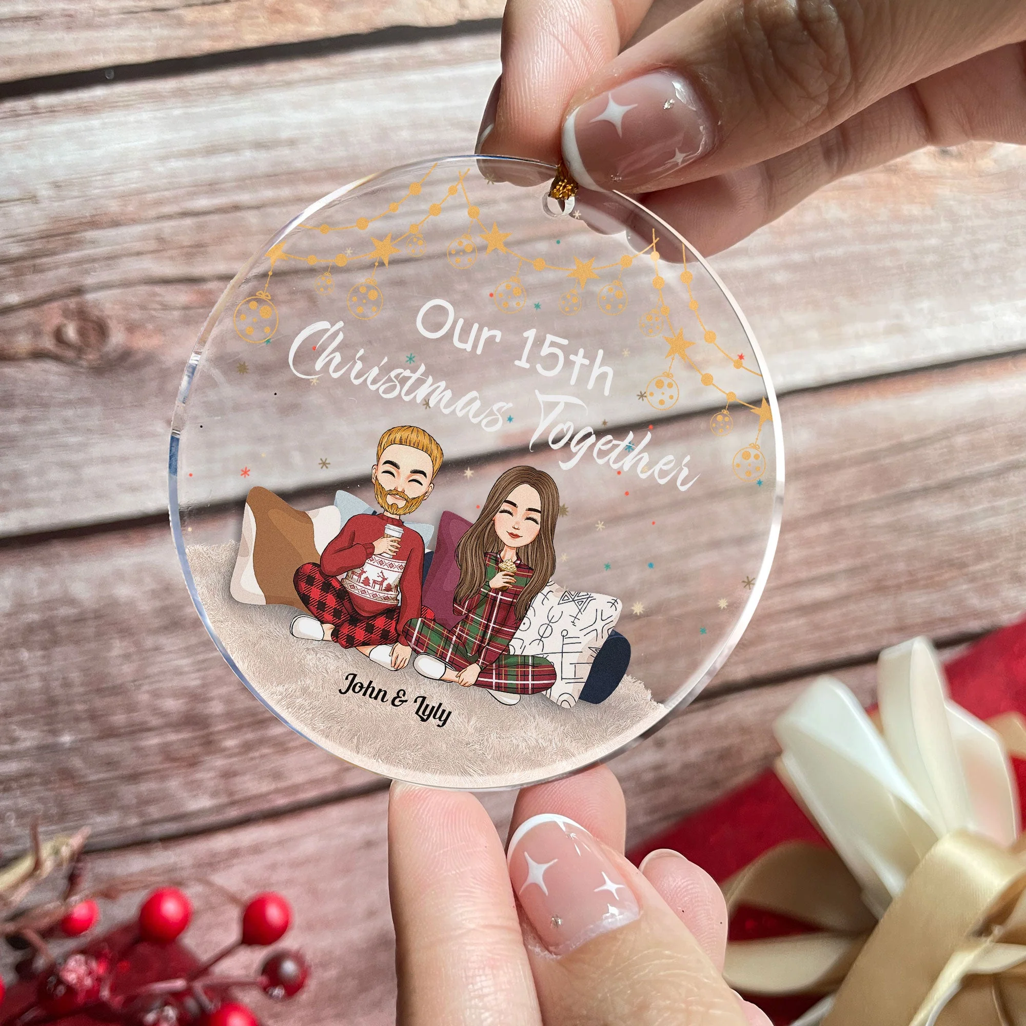 Christmas Together - Personalized Circle Acrylic Ornament - Image 3