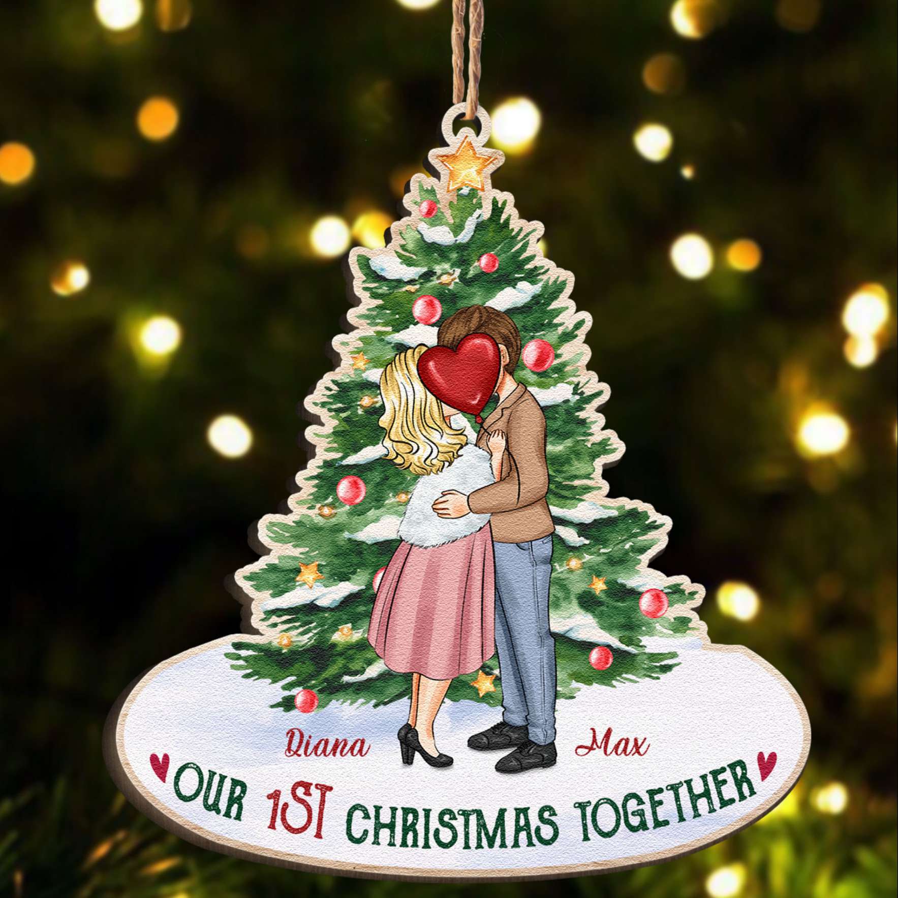 Christmas Together - Personalized Custom Shaped Wooden Ornament - Image 3