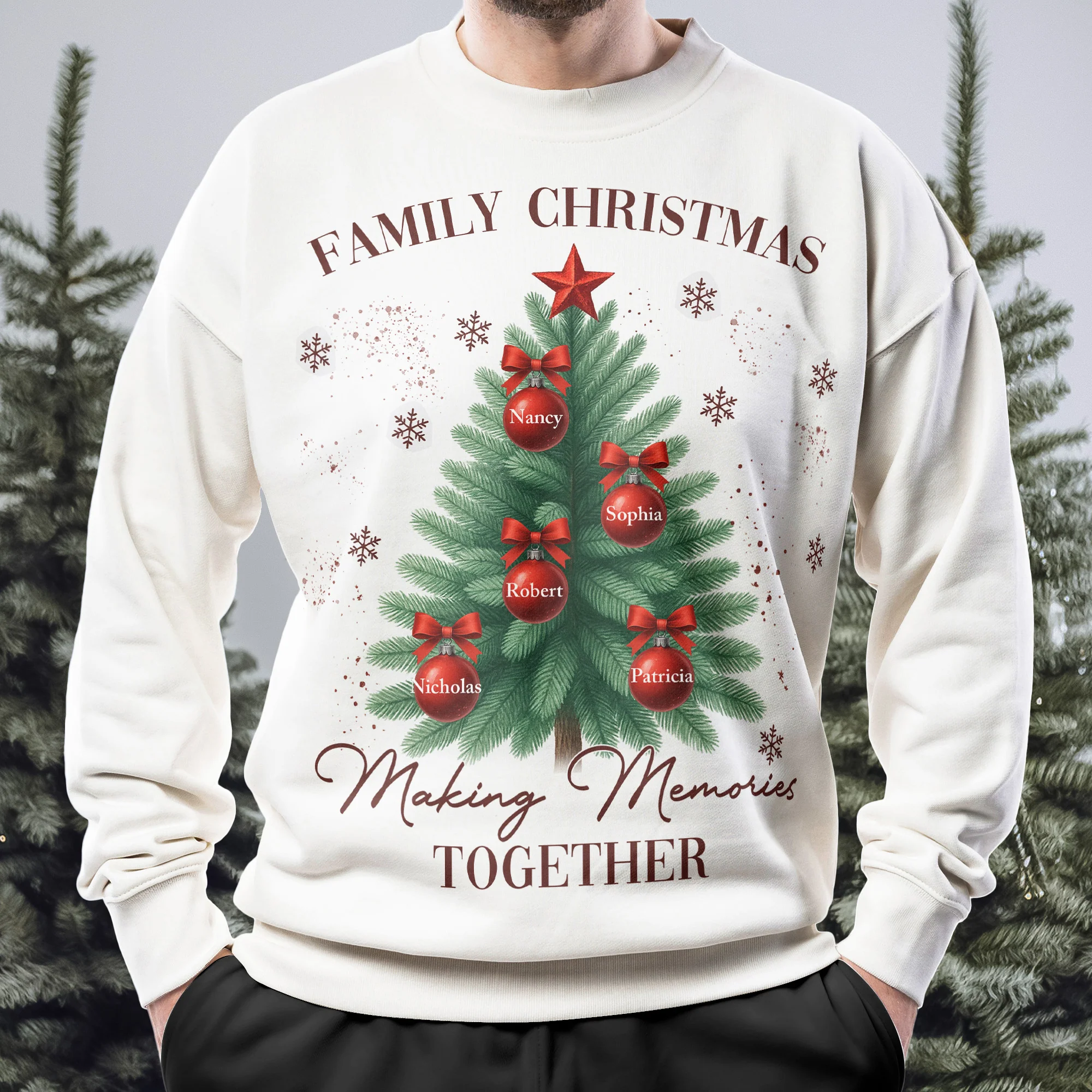 Christmas Tree Family Names Matching Shirts - Personalized Sweatshirt - Image 3