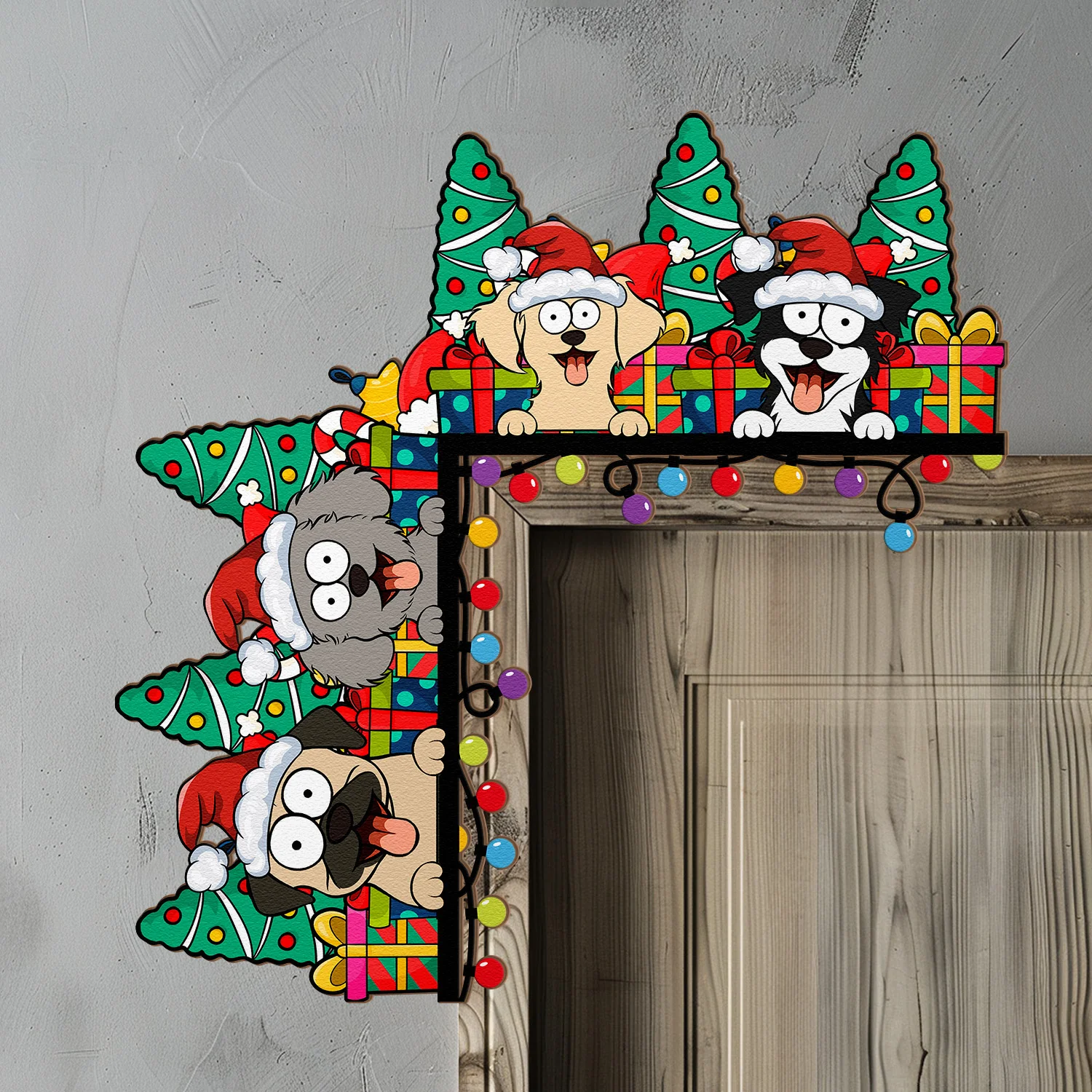Christmas Welcome For Pet Lovers - Personalized Door Corner Wood Sign - Image 2