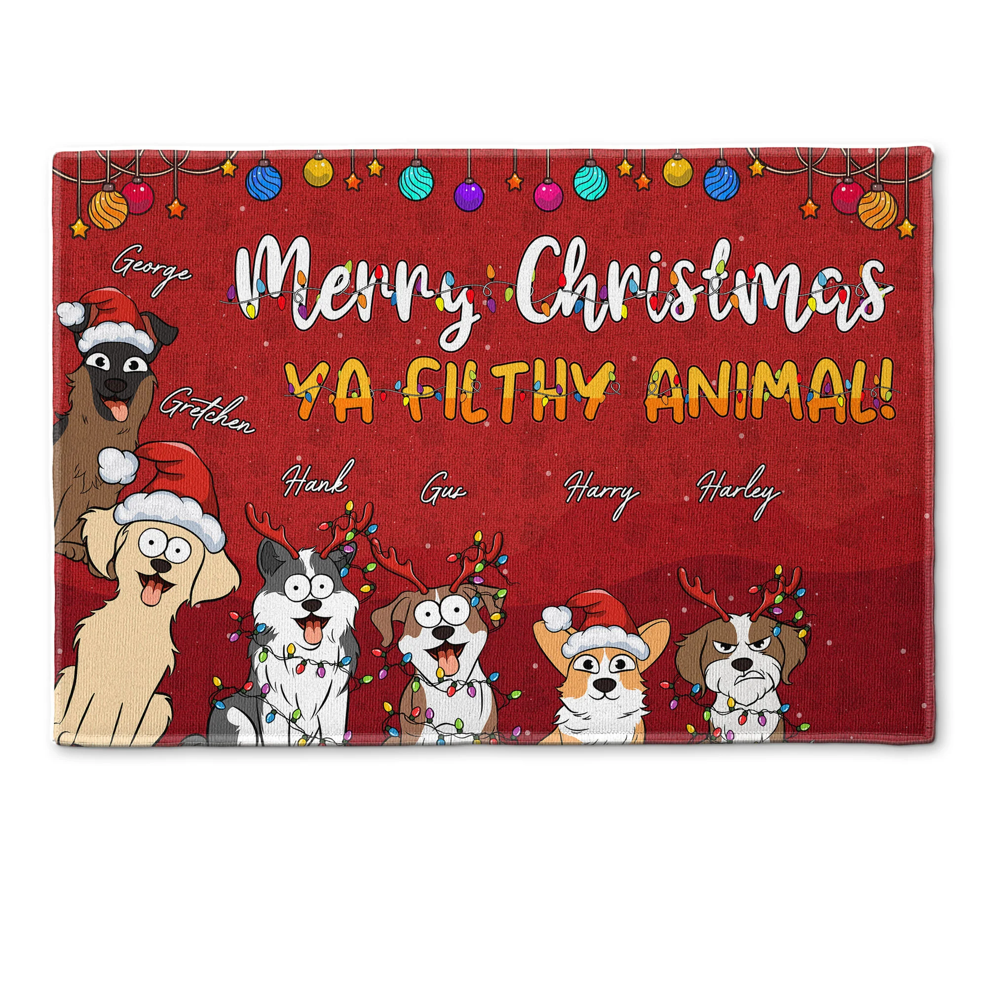 Christmas With Pets Merry Christmas Ya Filthy Animal - Personalized Doormat - Image 5