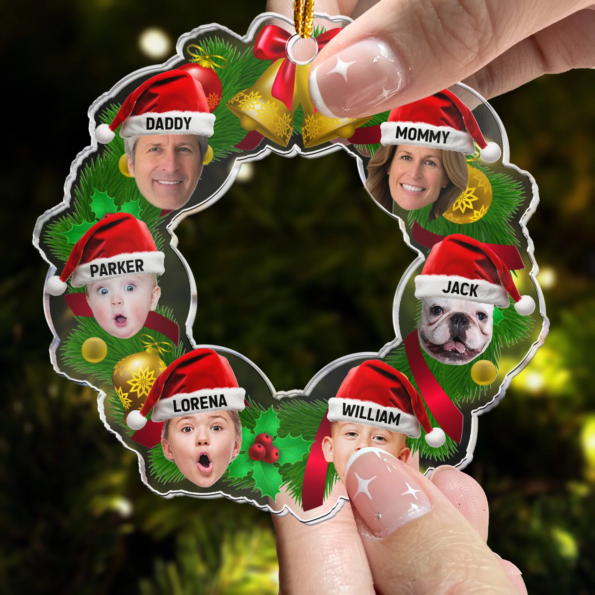 Christmas Wreath Family - Personalized Acrylic Photo Ornament - Image 2