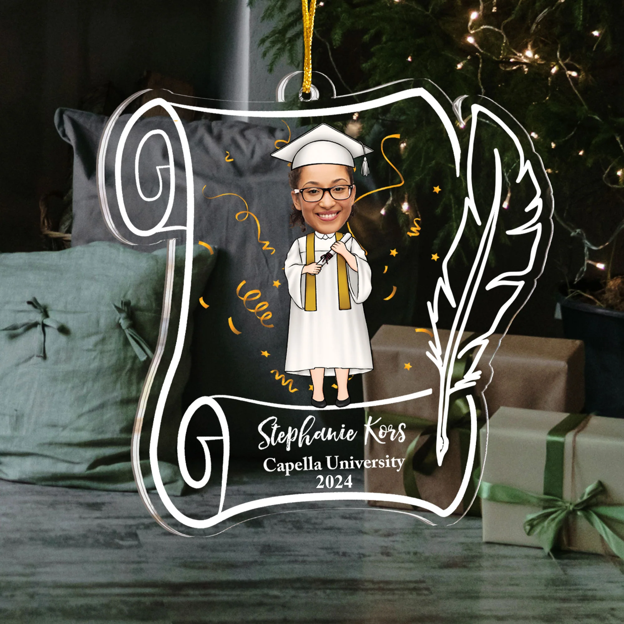 Class Of 2024 - Personalized Paper Shaped Acrylic Ornament - Image 5
