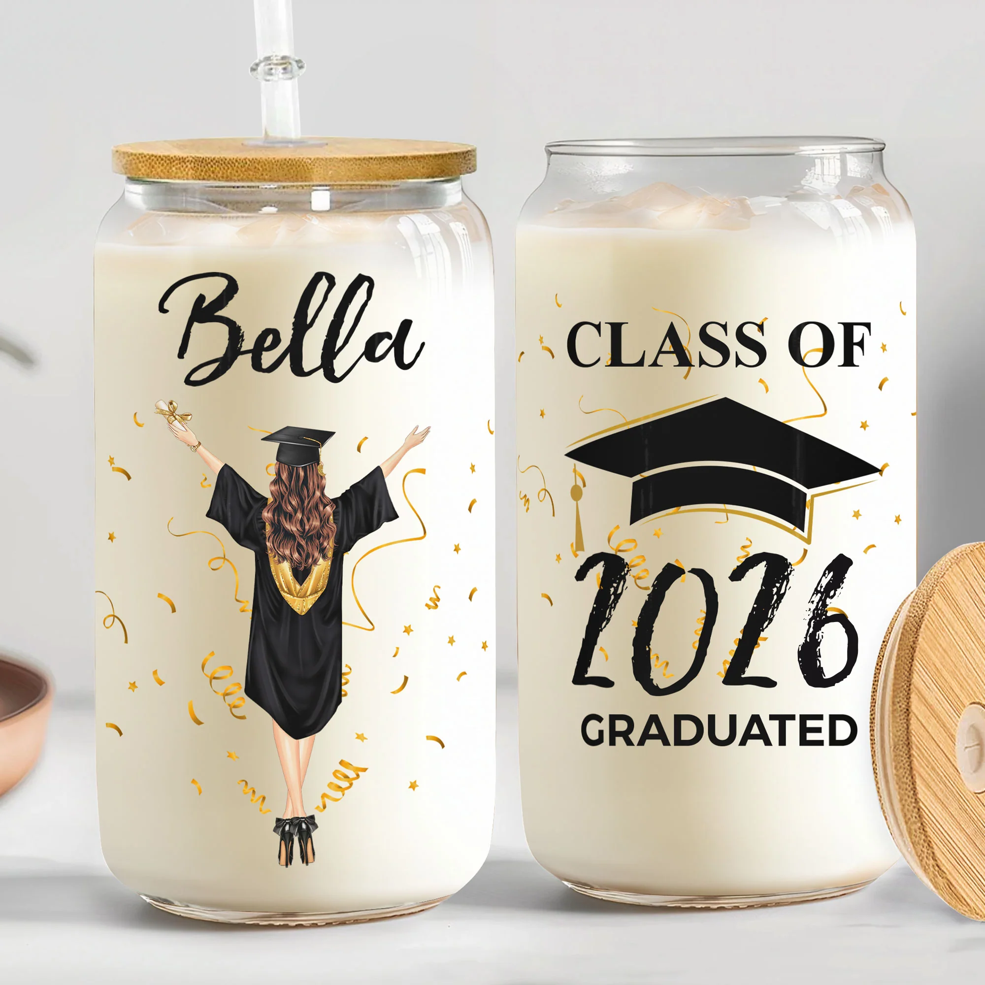 Class Of 2026 - Personalized Clear Glass Cup