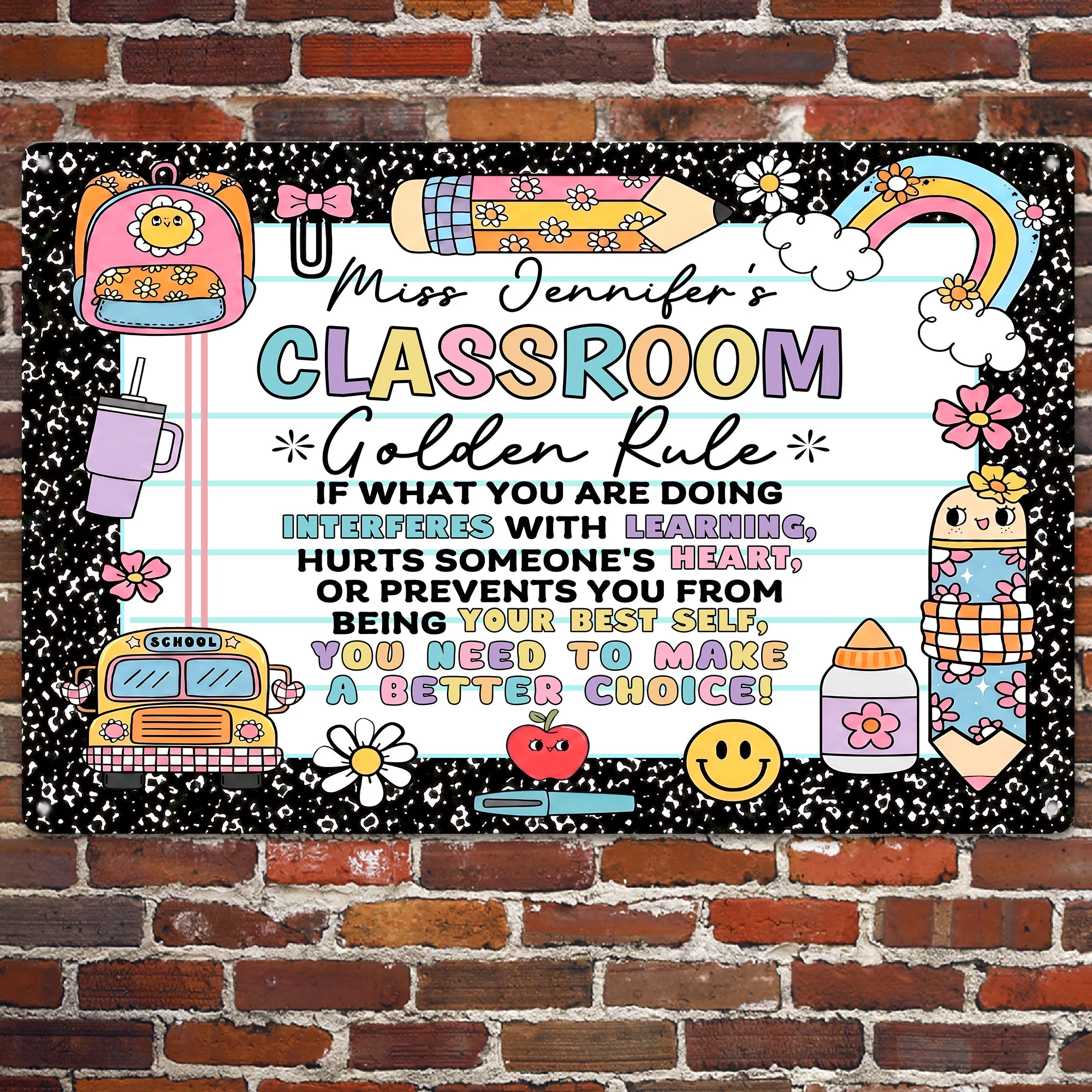 Classroom Golden Rule - Personalized Metal Sign - Image 4