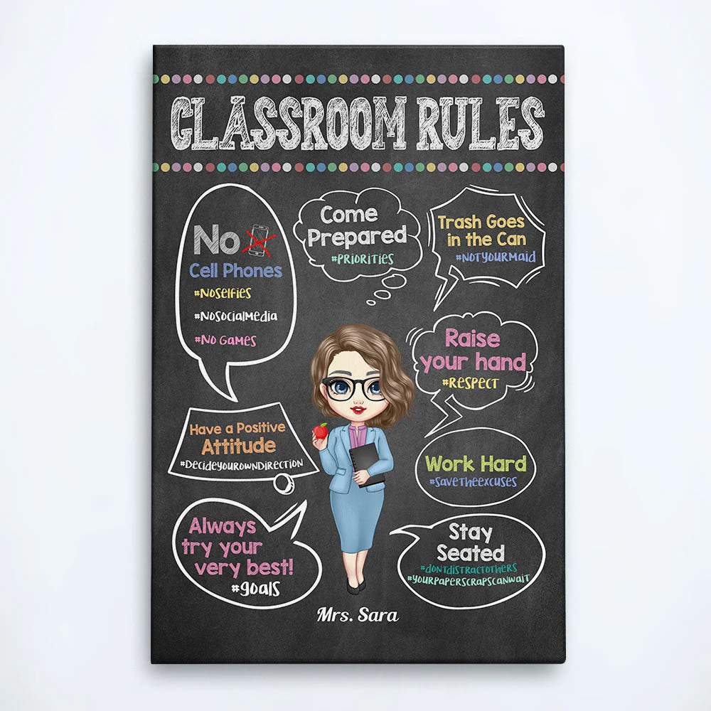 Classroom Rules Hashtag - Personalized Poster/Wrapped Canvas - Back To School Gift For Teachers, Besties - Gift From Students, Coworkers, Colleagues - Image 5