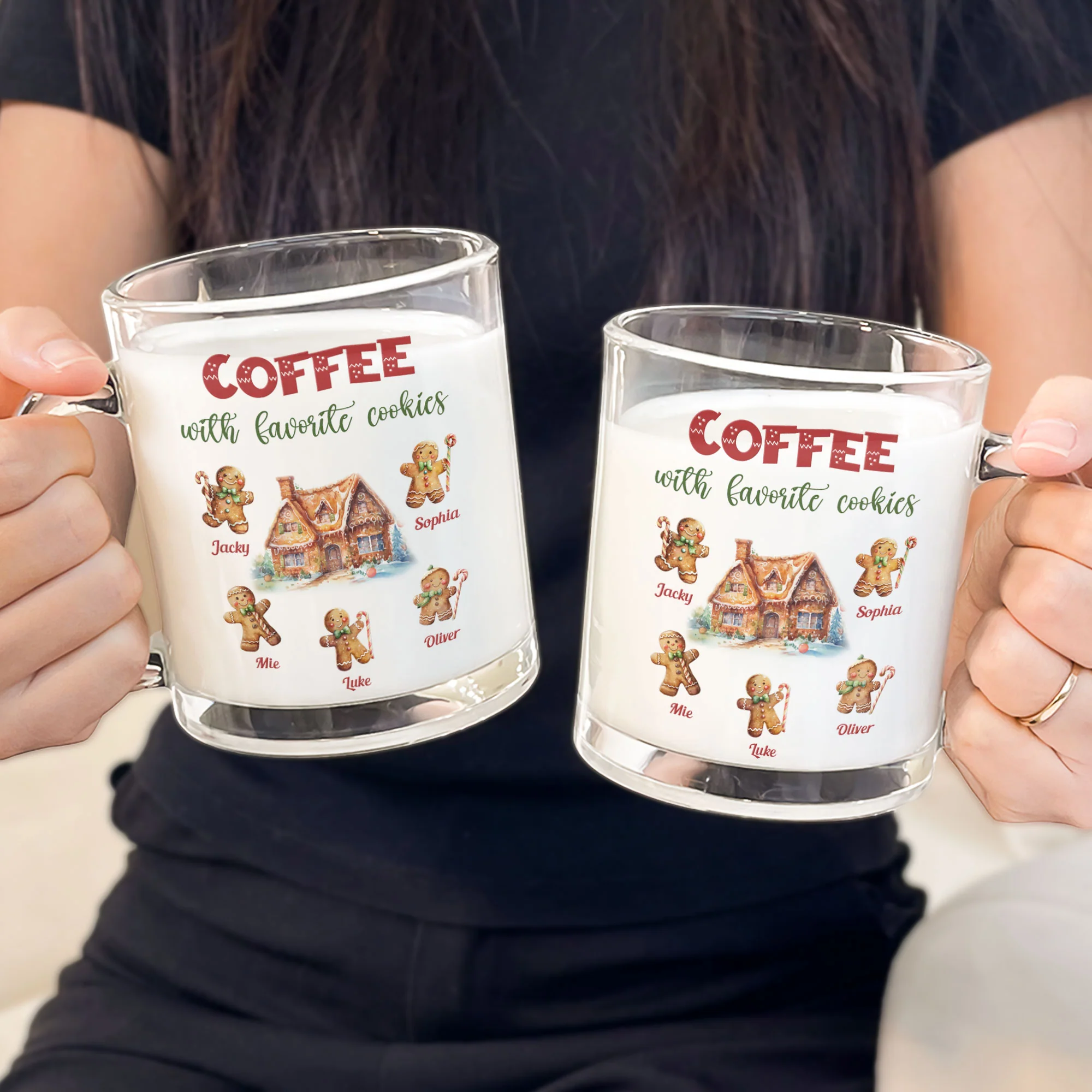 Coffee With Favorite Cookies - Personalized Glass Mug - Image 3