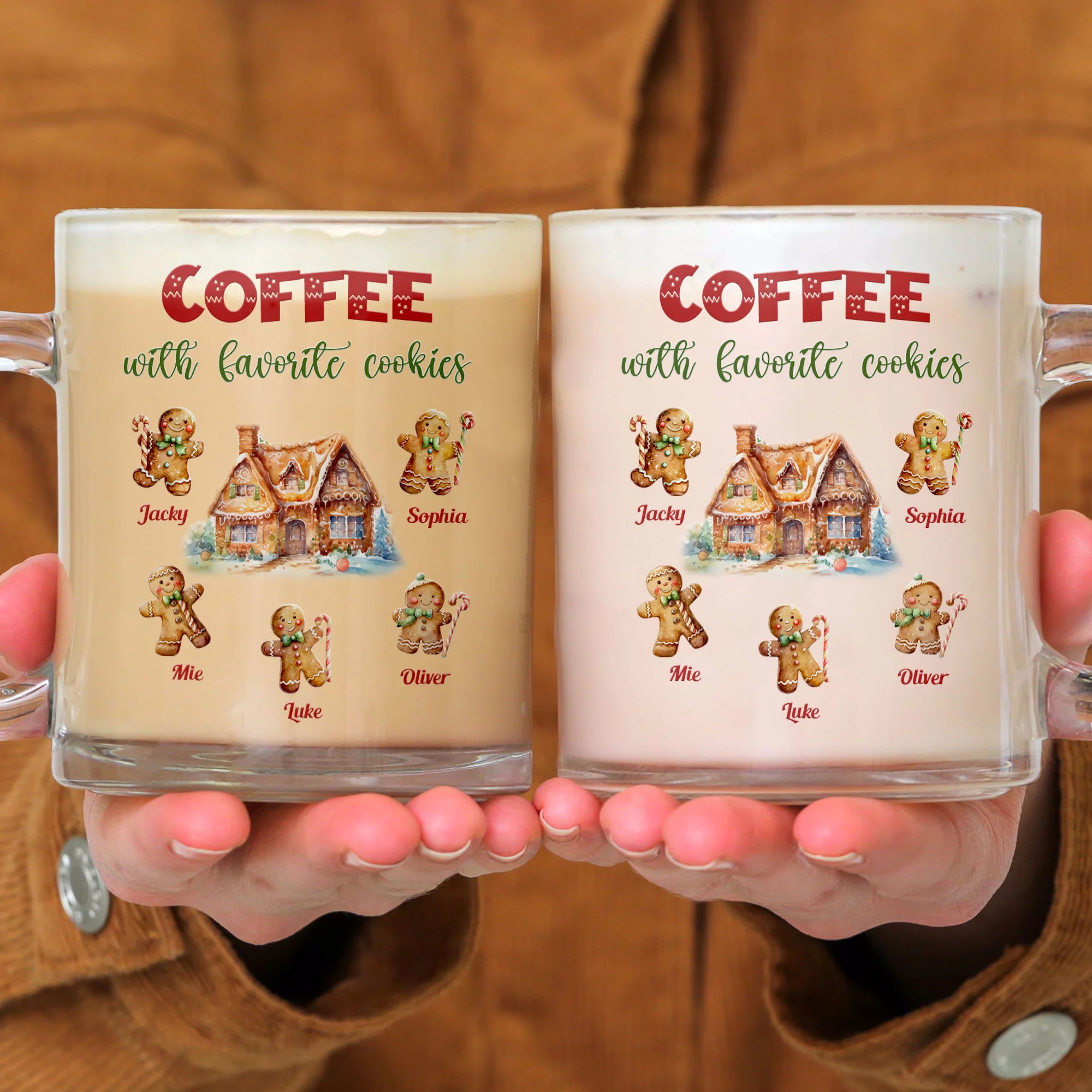 Coffee With Favorite Cookies - Personalized Glass Mug - Image 4