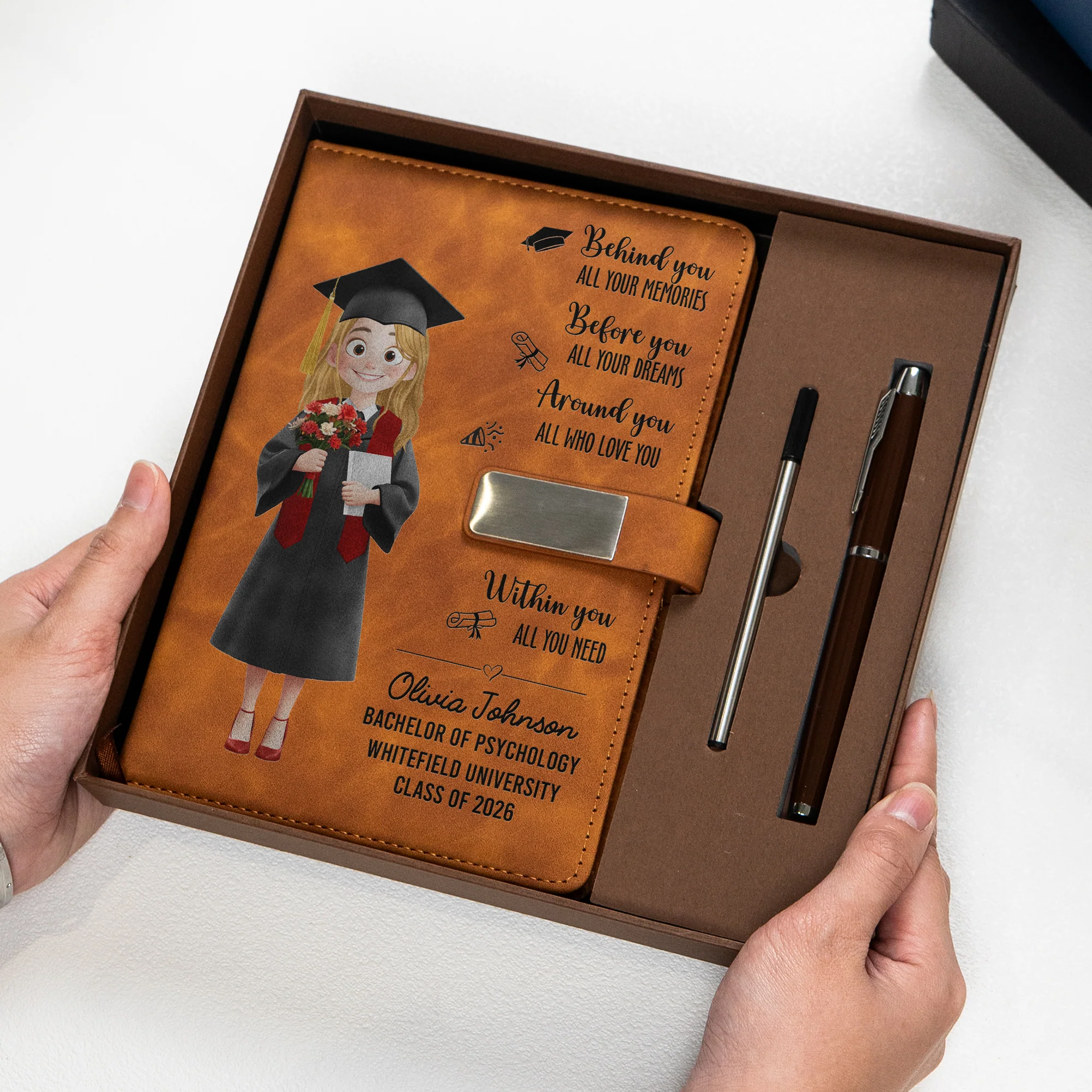 College Graduation Gift For Daughter Son Best Friend - Personalized Notebook Set - Image 3
