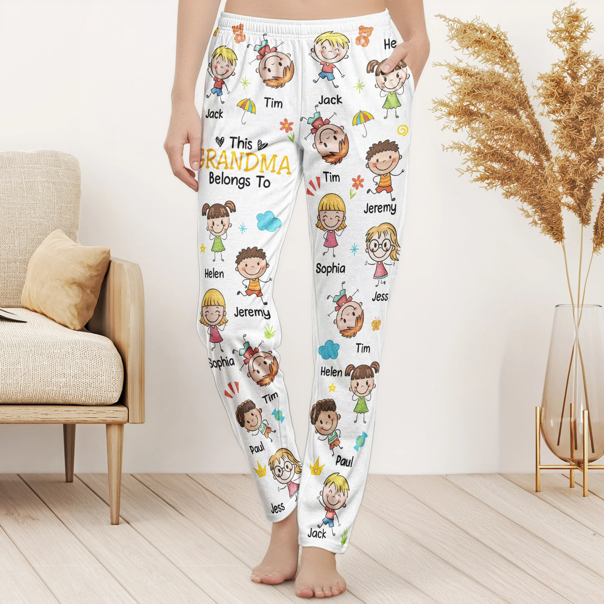 Color This Grandma Grandpa Belongs - Personalized Lounge Pants With Pockets - Image 2
