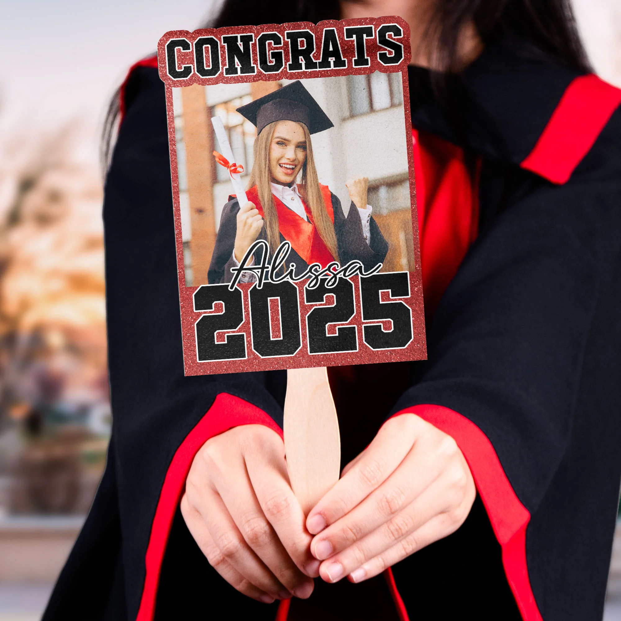 Congrats Graduation Fan Custom Photo - Custom Graduation Fan With Picture - Image 2
