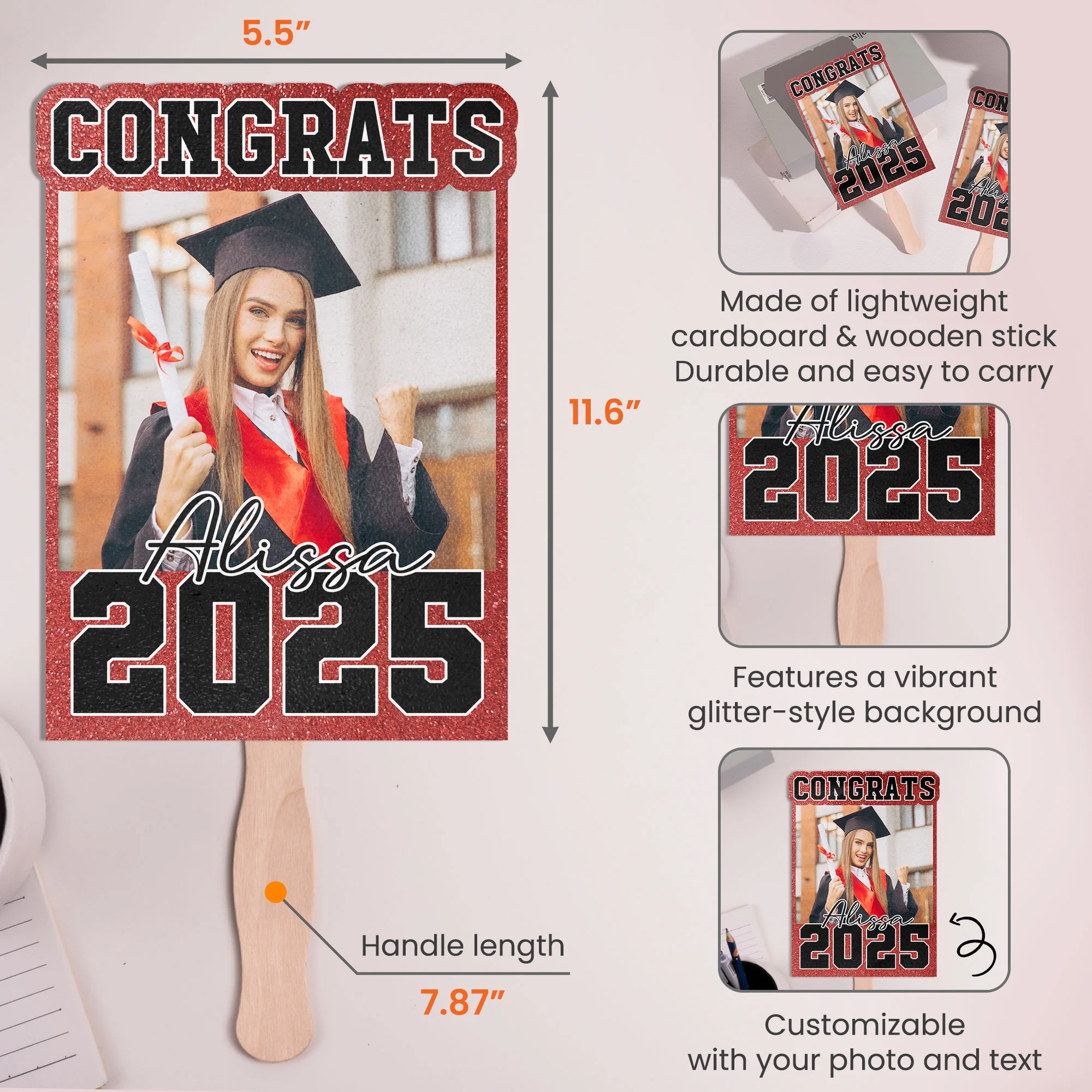 Congrats Graduation Fan Custom Photo - Custom Graduation Fan With Picture - Image 7