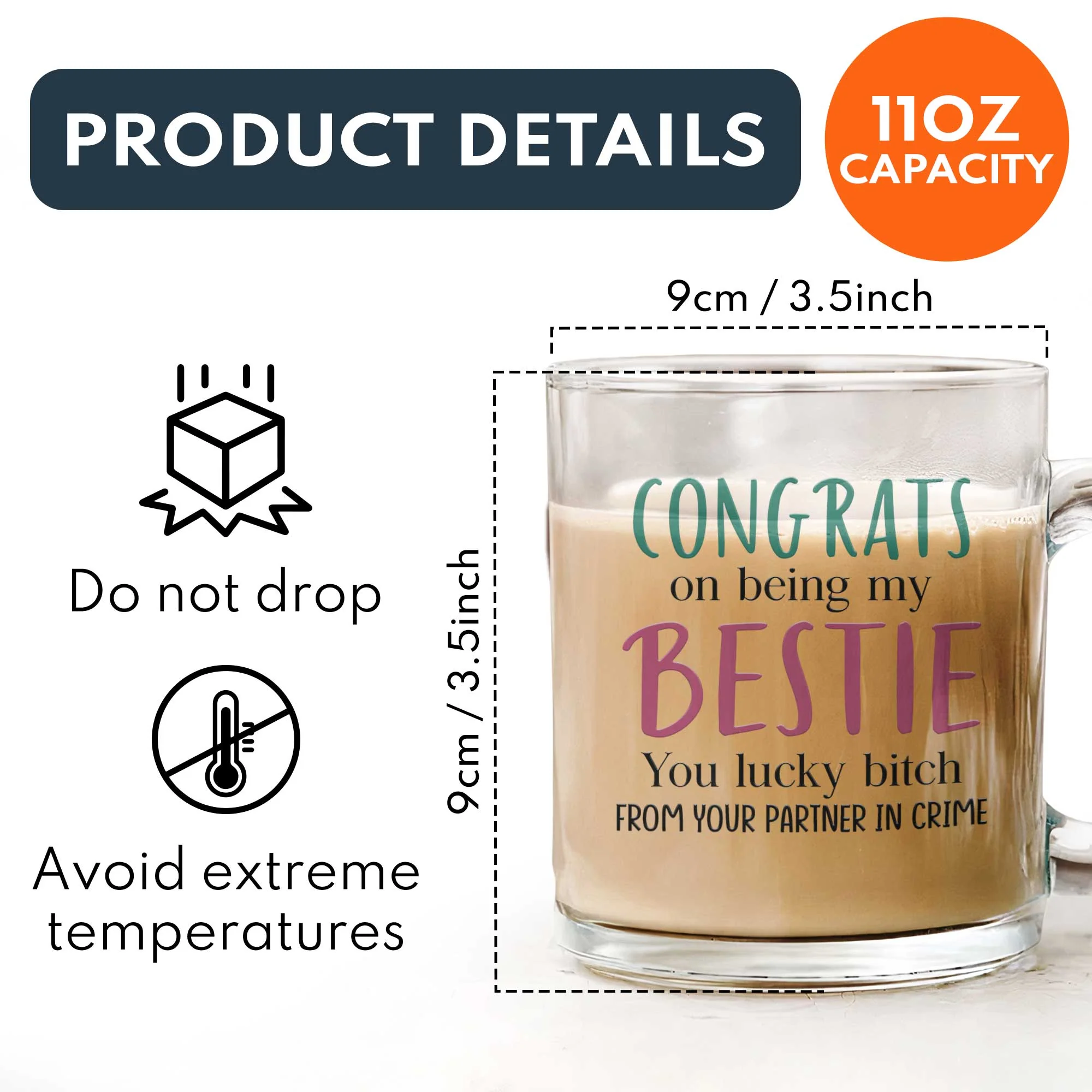 Congrats On Being My Bestie - Personalized Glass Mug - Image 5