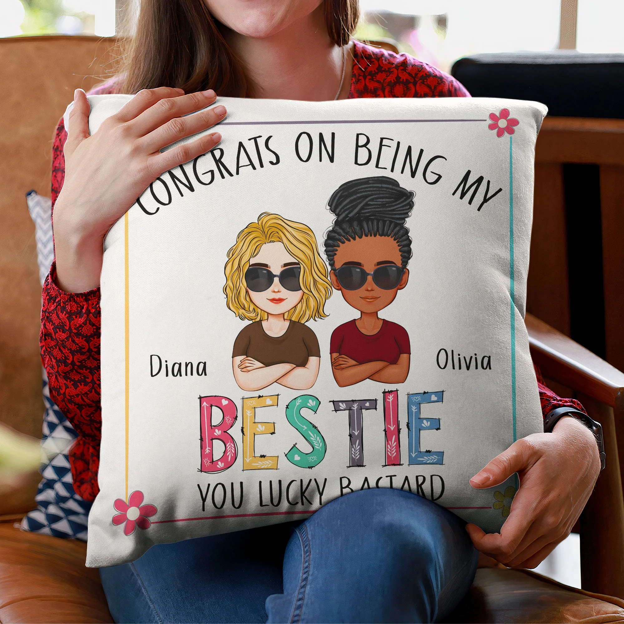 Congrats On Being My Bestie - Personalized Pillow (Insert Included) - Image 4