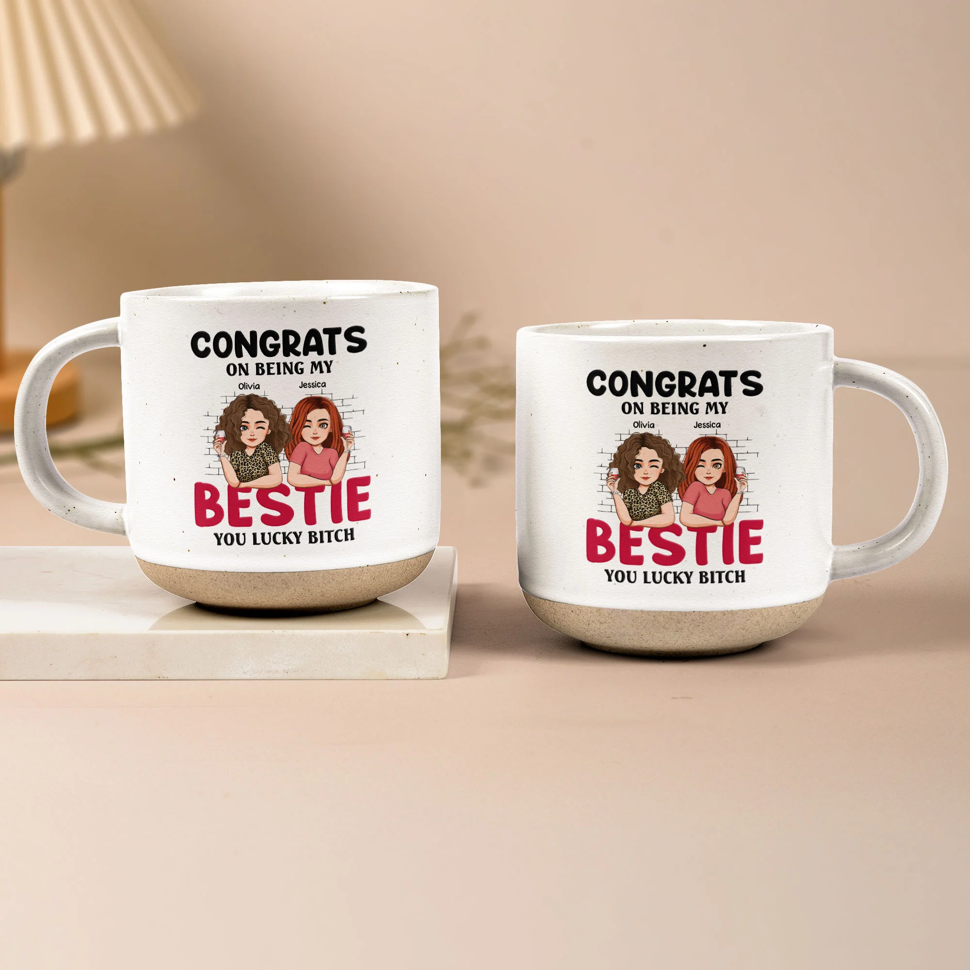 Congrats On Being My Bestie, Sister - Personalized Pottery Mug - Image 2