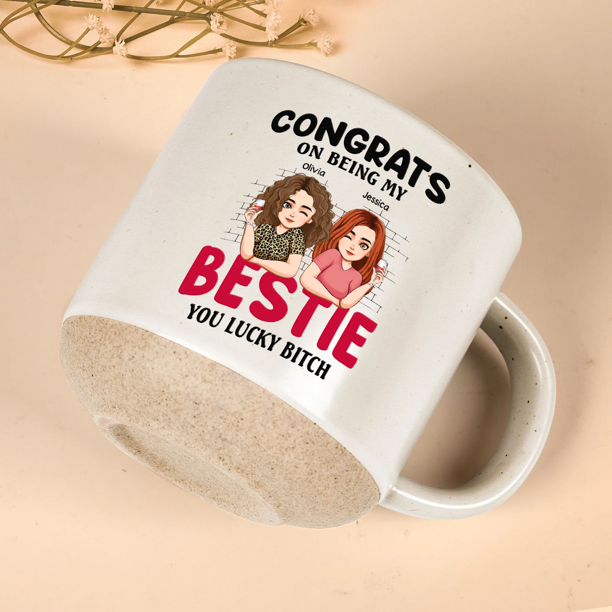 Congrats On Being My Bestie, Sister - Personalized Pottery Mug - Image 4