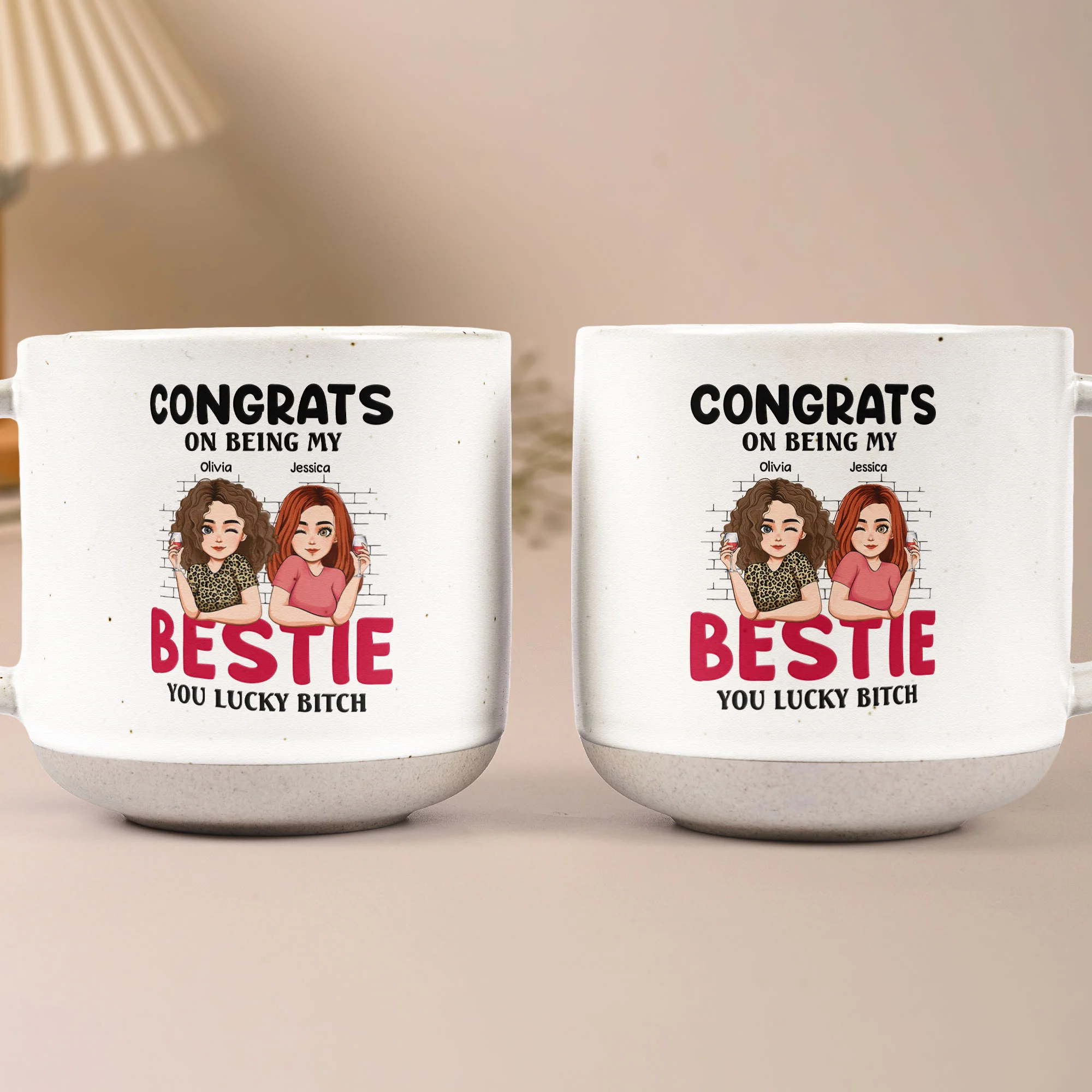 Congrats On Being My Bestie, Sister - Personalized Pottery Mug - Image 5