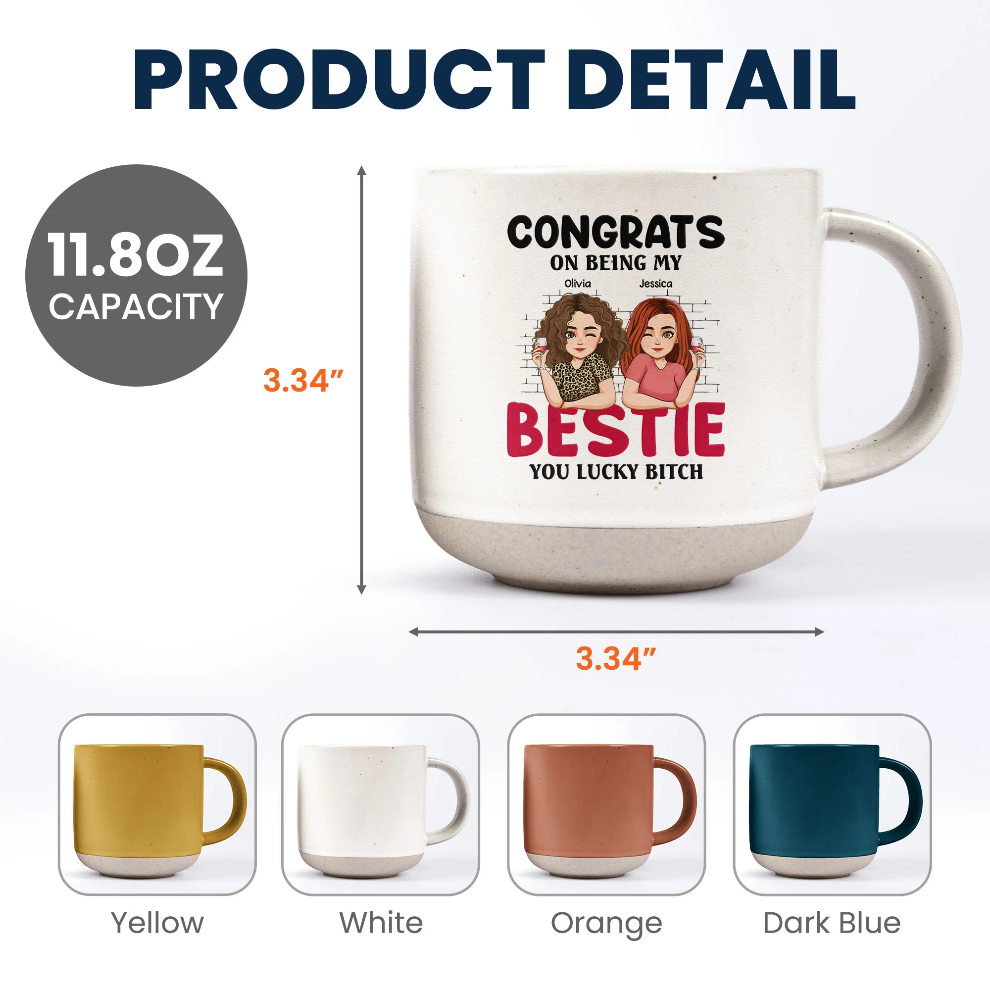 Congrats On Being My Bestie, Sister - Personalized Pottery Mug - Image 6