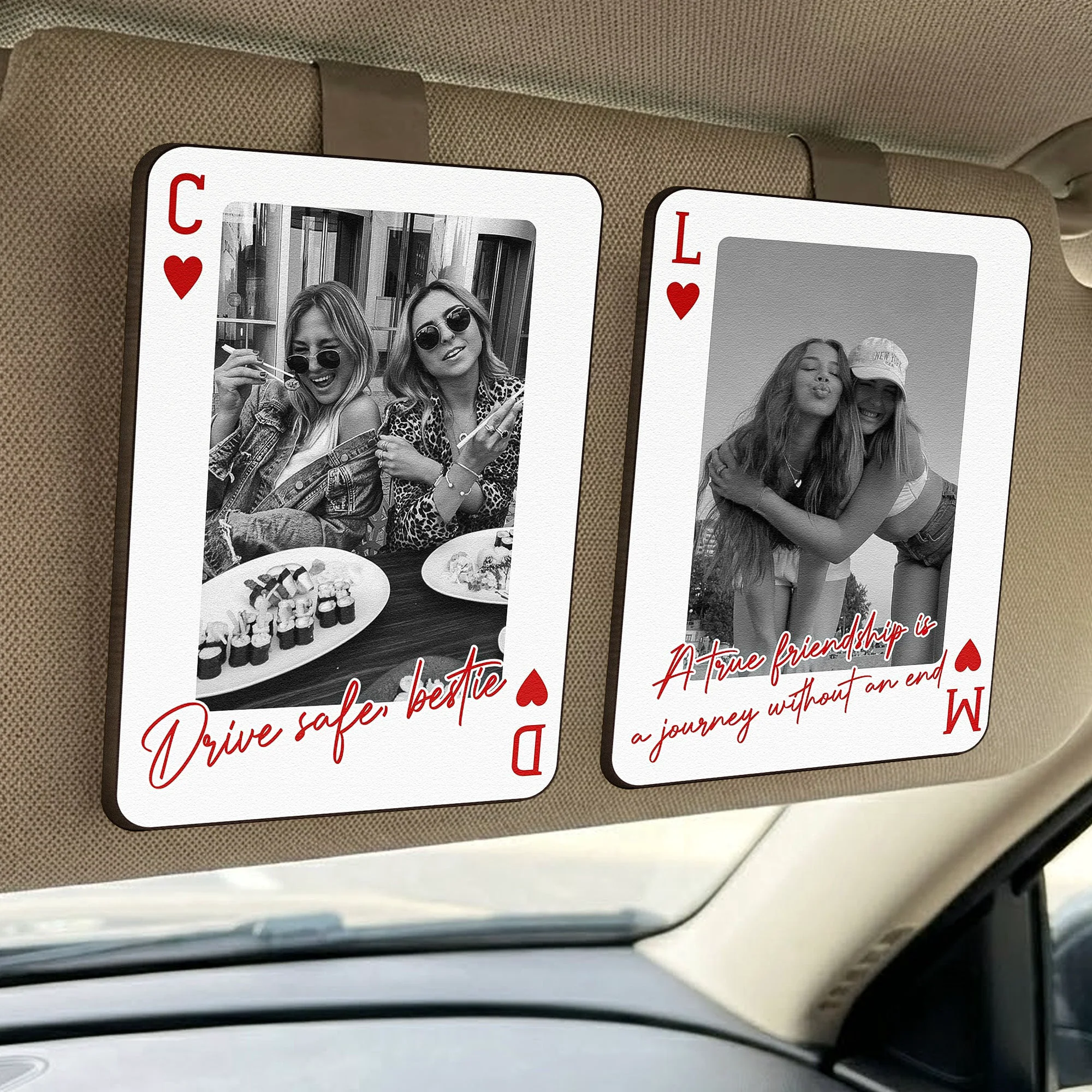 Congrats On Being My Bestie! You Lucky B - Funny Friendship Drive Safe - Personalized Wooden Photo Car Visor Clip - Image 2