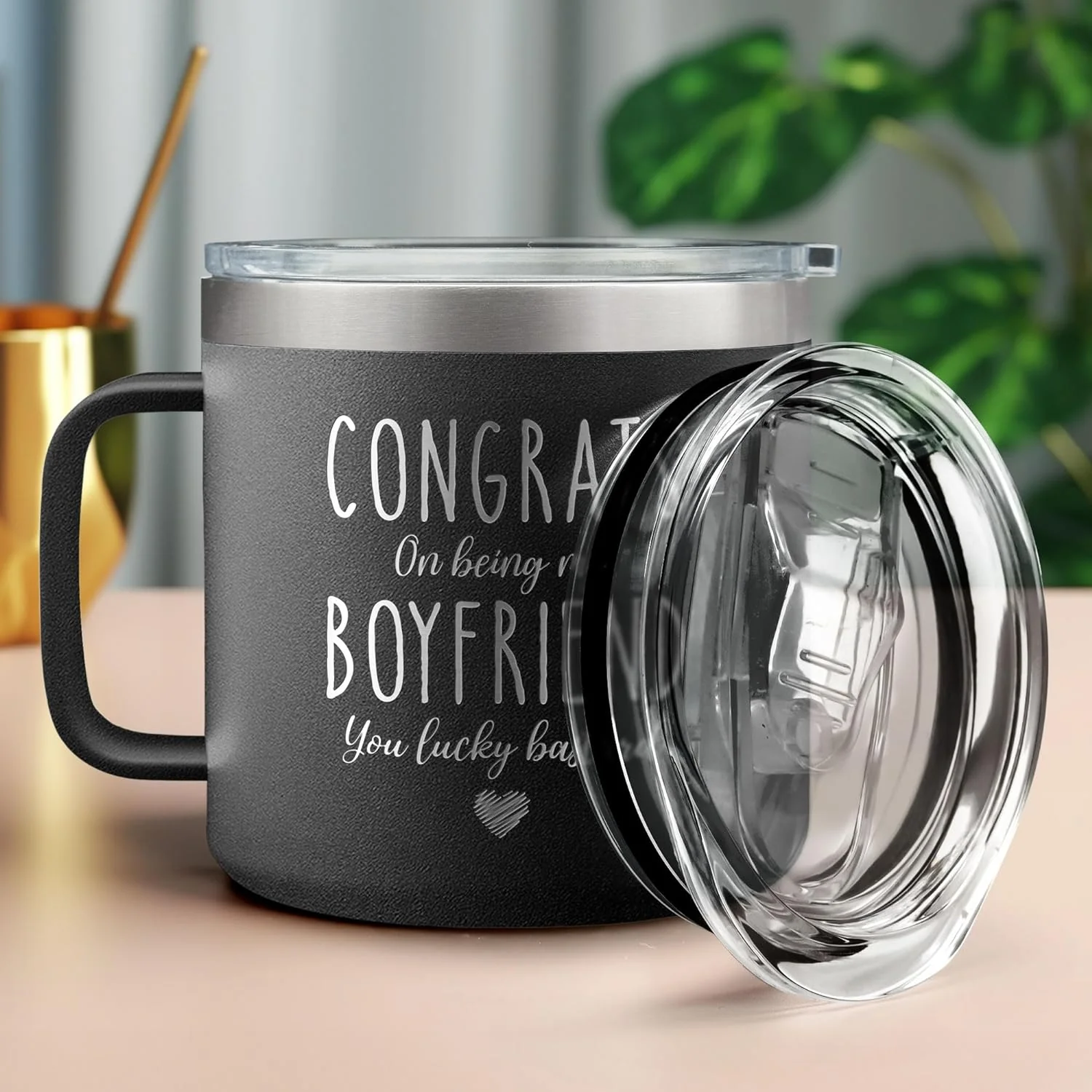 Congrats On Being My Boyfriend - Engraved 14oz Coffee Tumbler - Image 3