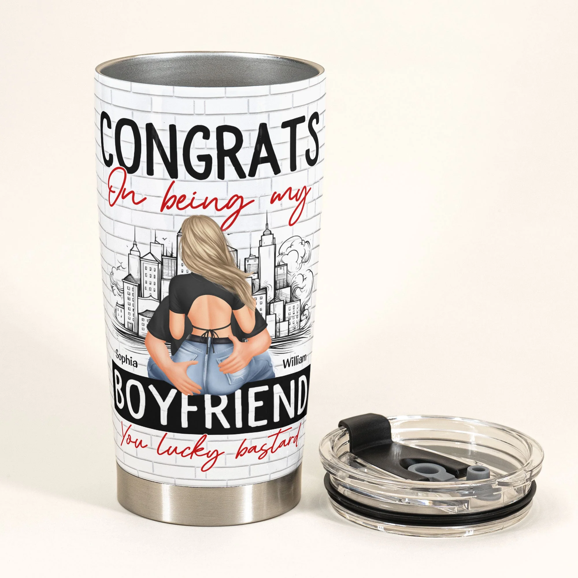 Congrats On Being My Boyfriend - Personalized Tumbler Cup - Anniversary Gifts For Men, Husband, Him, Boyfriend - Image 4