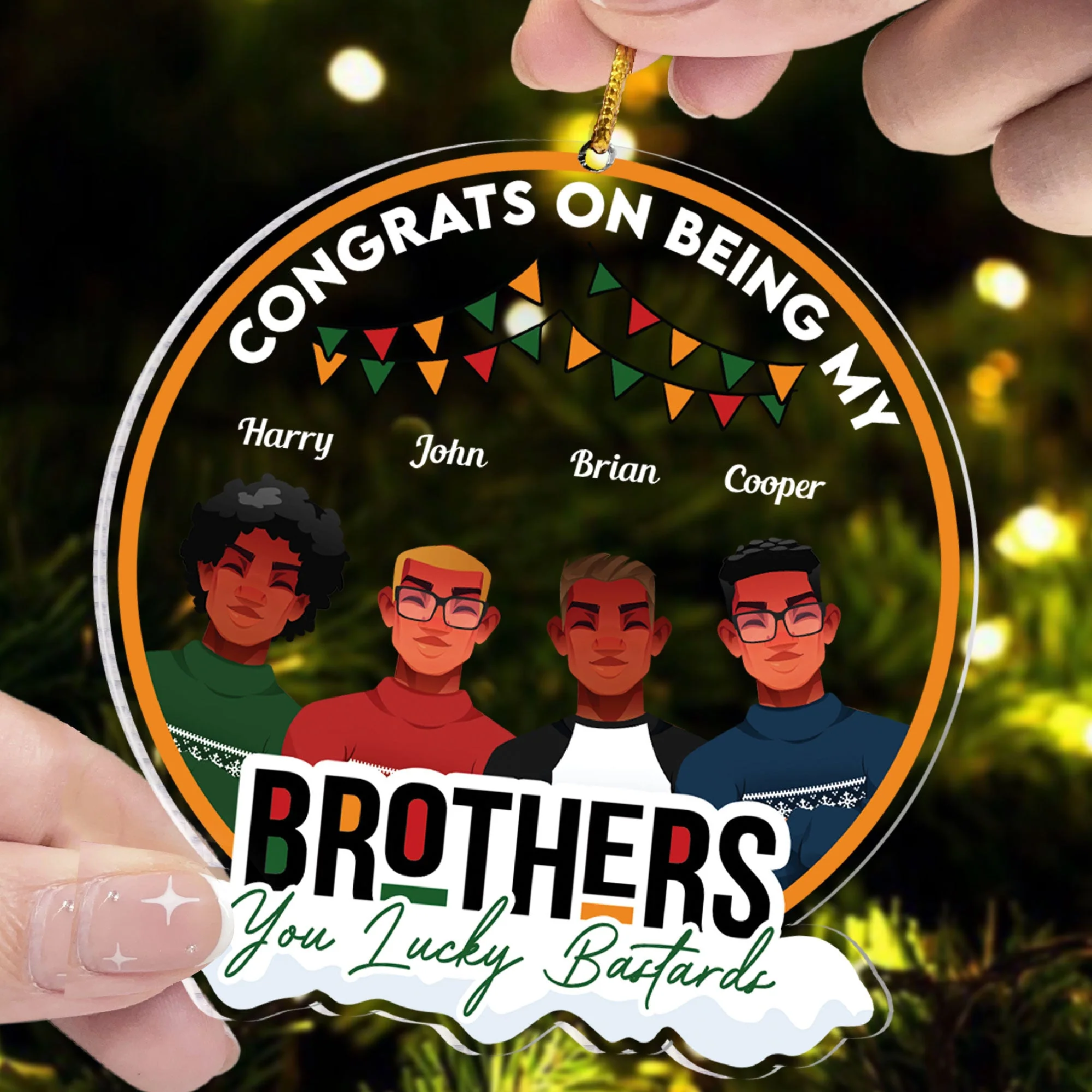 Congrats On Being My Brother - Personalized Acrylic Ornament - Image 2