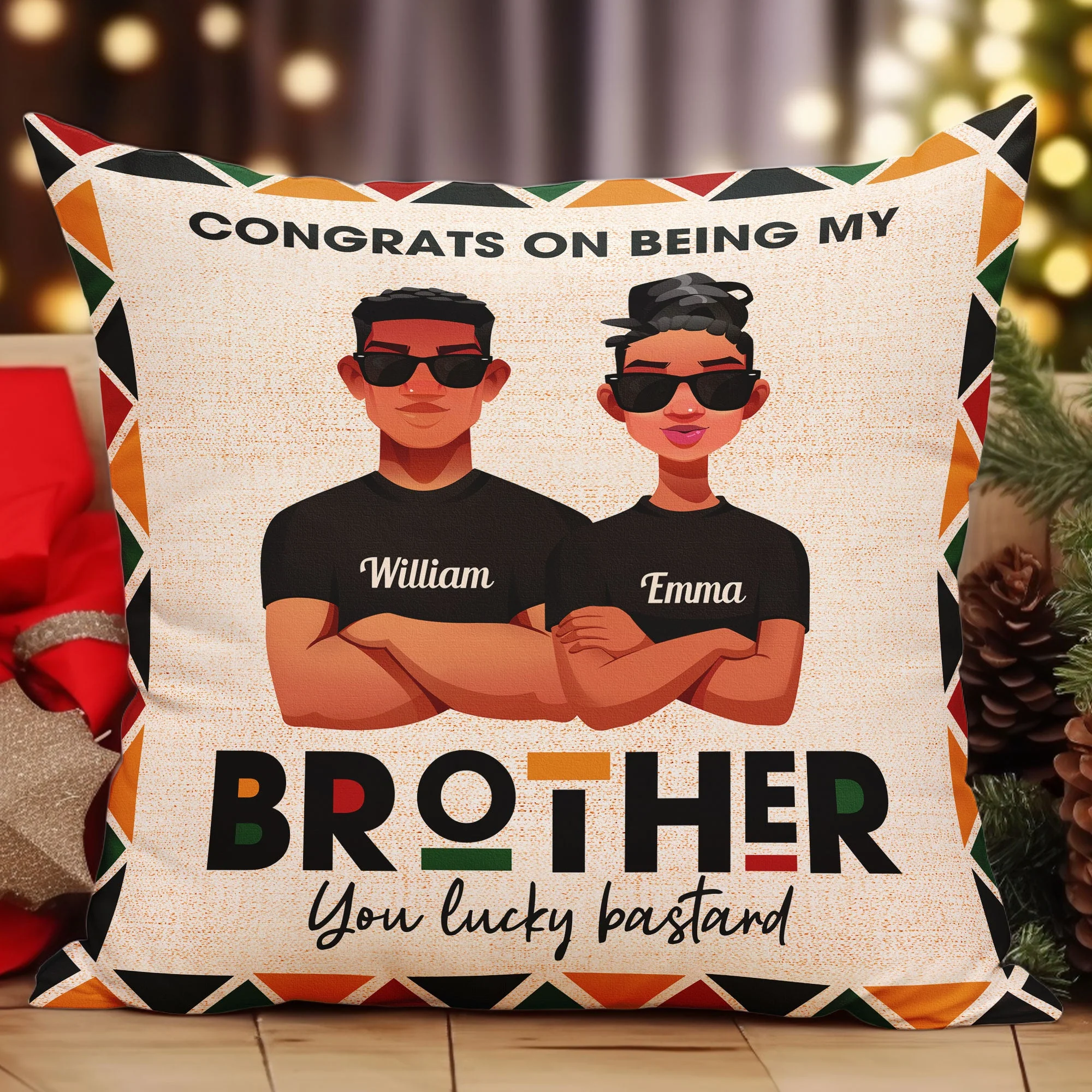 Congrats On Being My Brother - Personalized Pillow (Insert Included) - Image 2