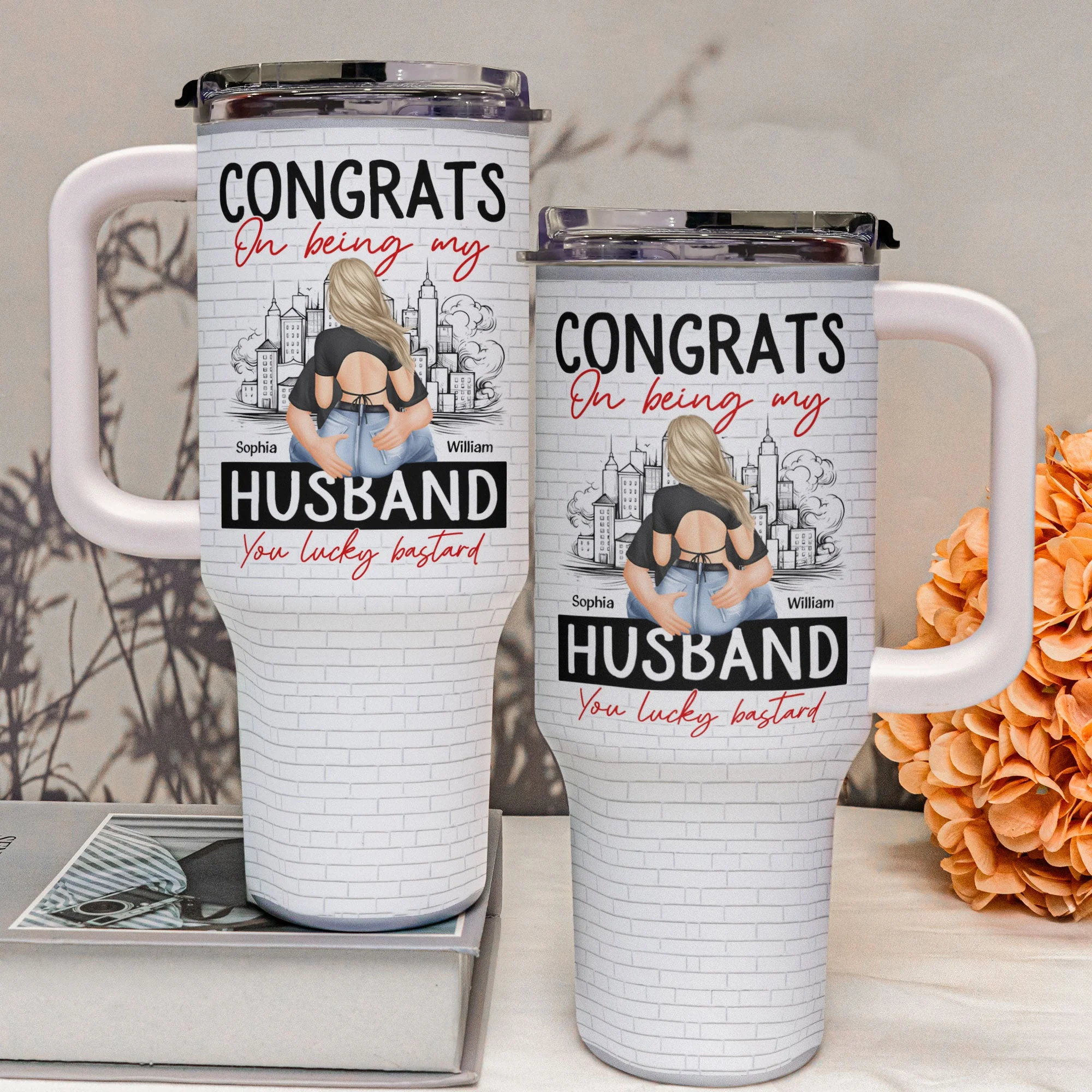 Congrats On Being My Husband - Personalized 40oz Tumbler With Straw - Image 4