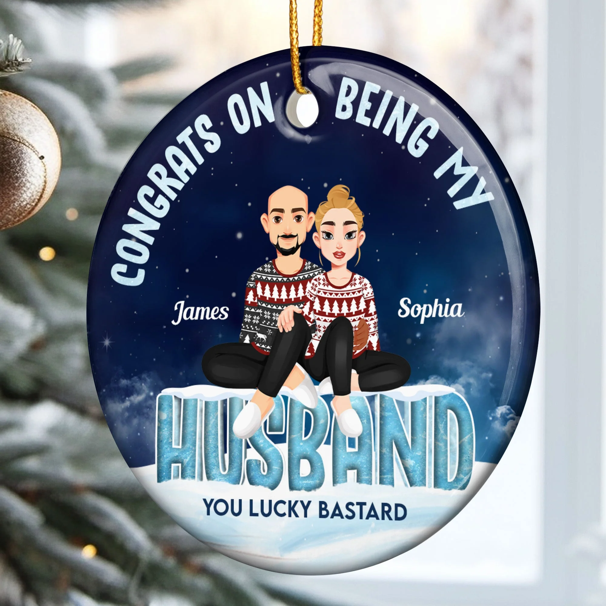 Congrats On Being My Husband - Personalized Ceramic Ornament - Image 2