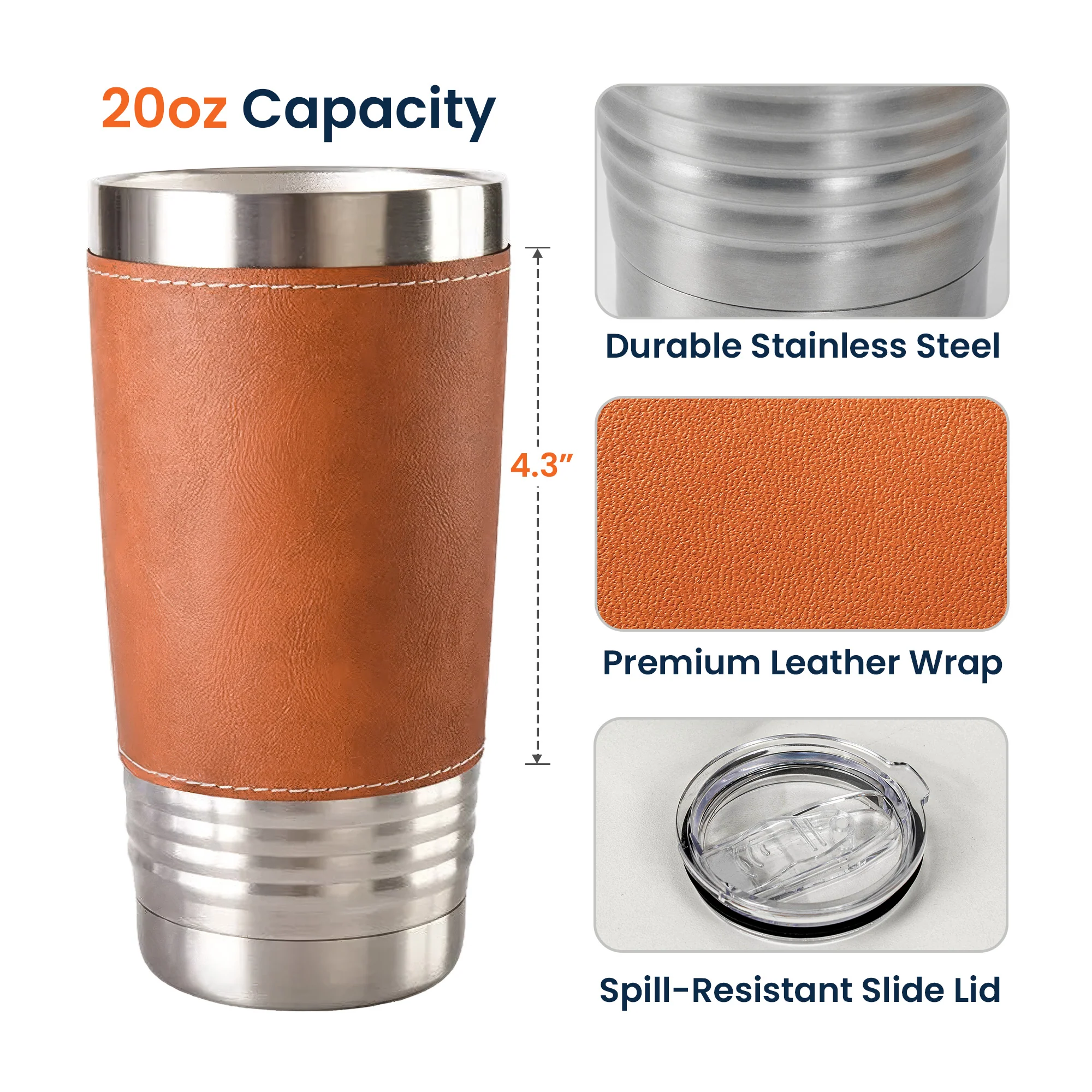 Congrats On Being My Husband You Lucky Bastard - Cartoon Version - Personalized 20oz Leather Wrapped Tumbler - Image 5