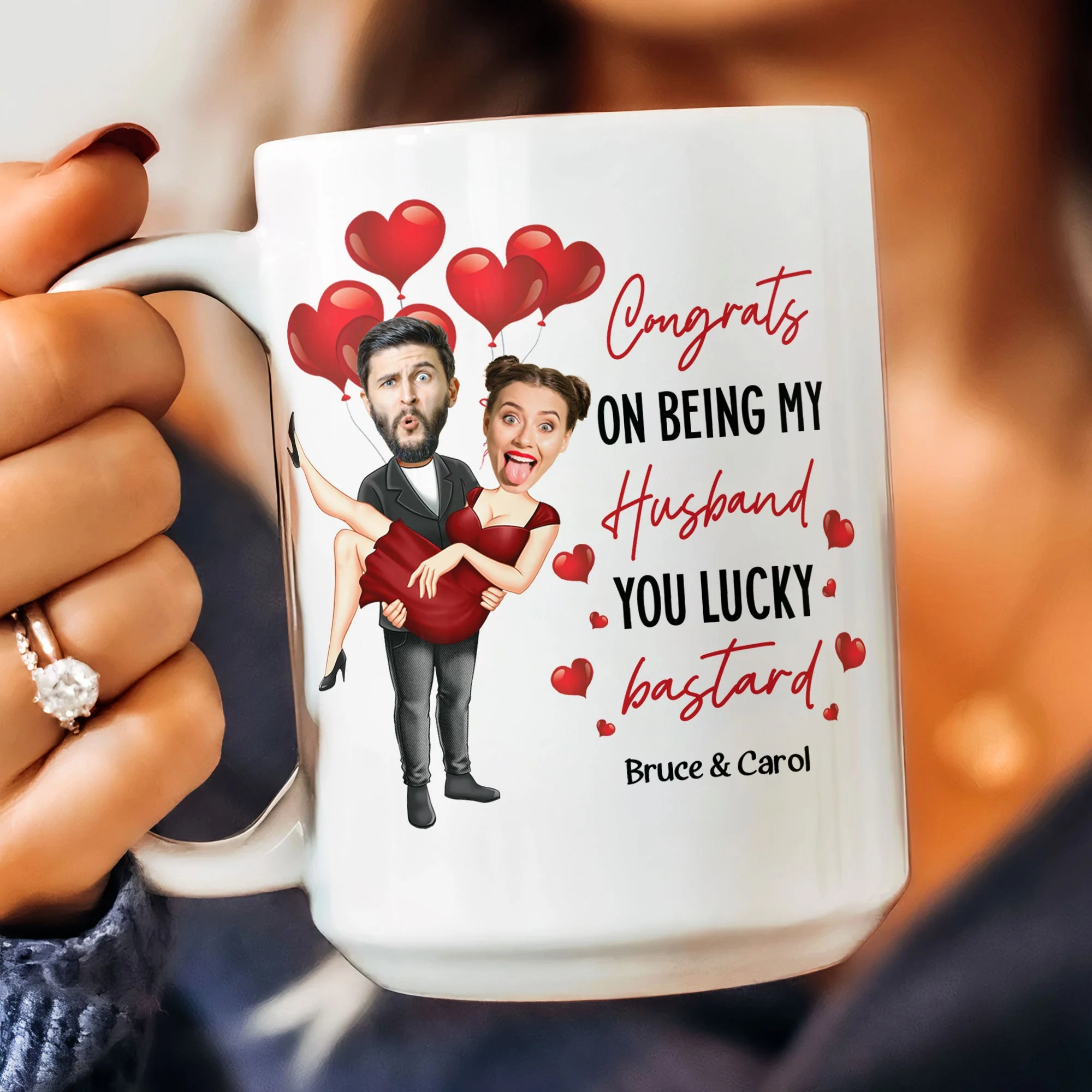 Congrats On Being My Husband You Lucky Bastard - Personalized Photo Mug - Image 7