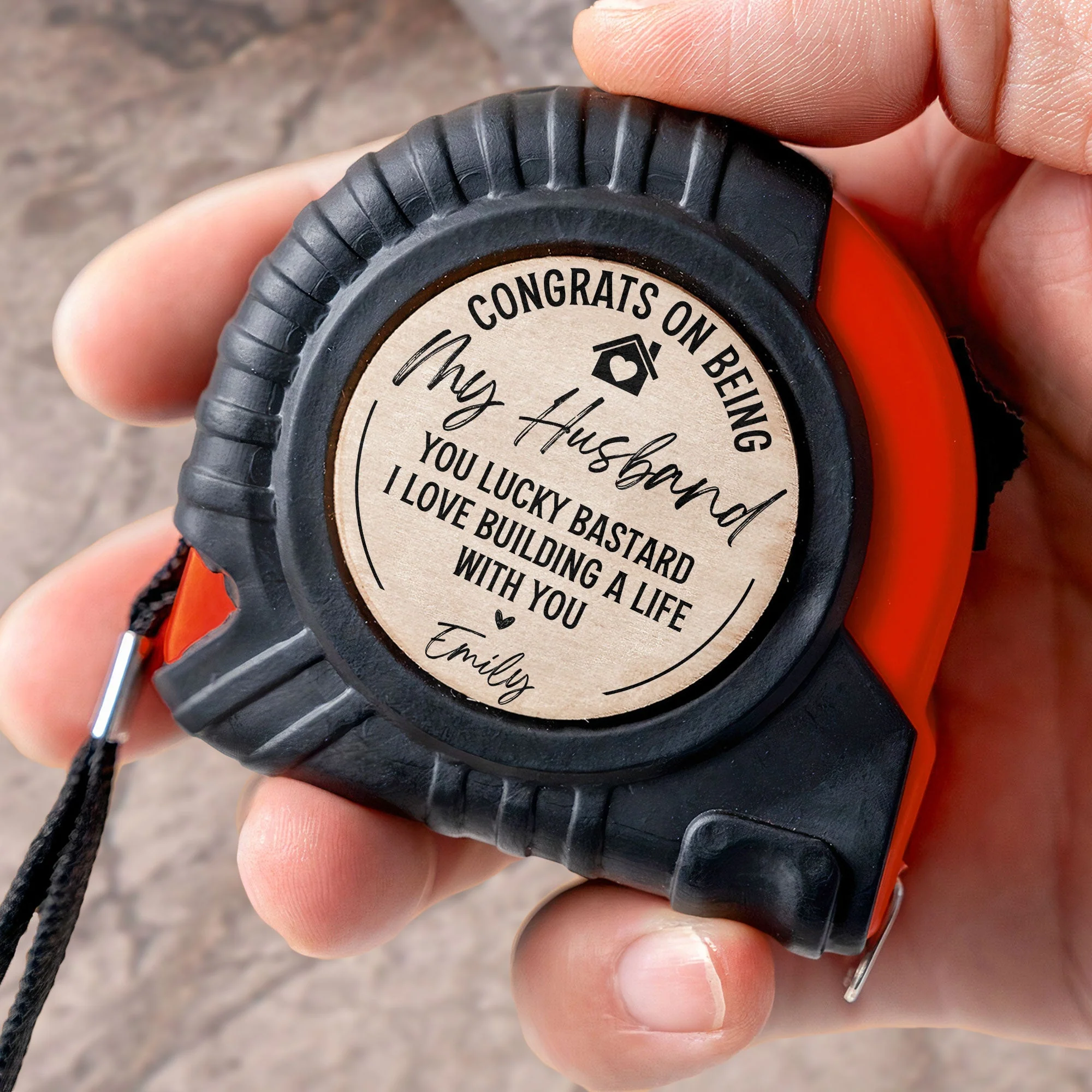 Congrats On Being My Husband You Lucky Bastard - Personalized Tape Measure - Image 3