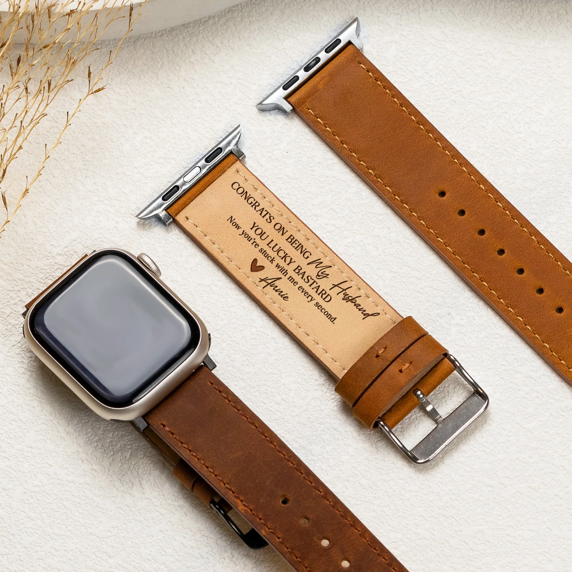 Congrats On Being My Husband You Lucky Bastard - Personalized Watch Band - Image 2