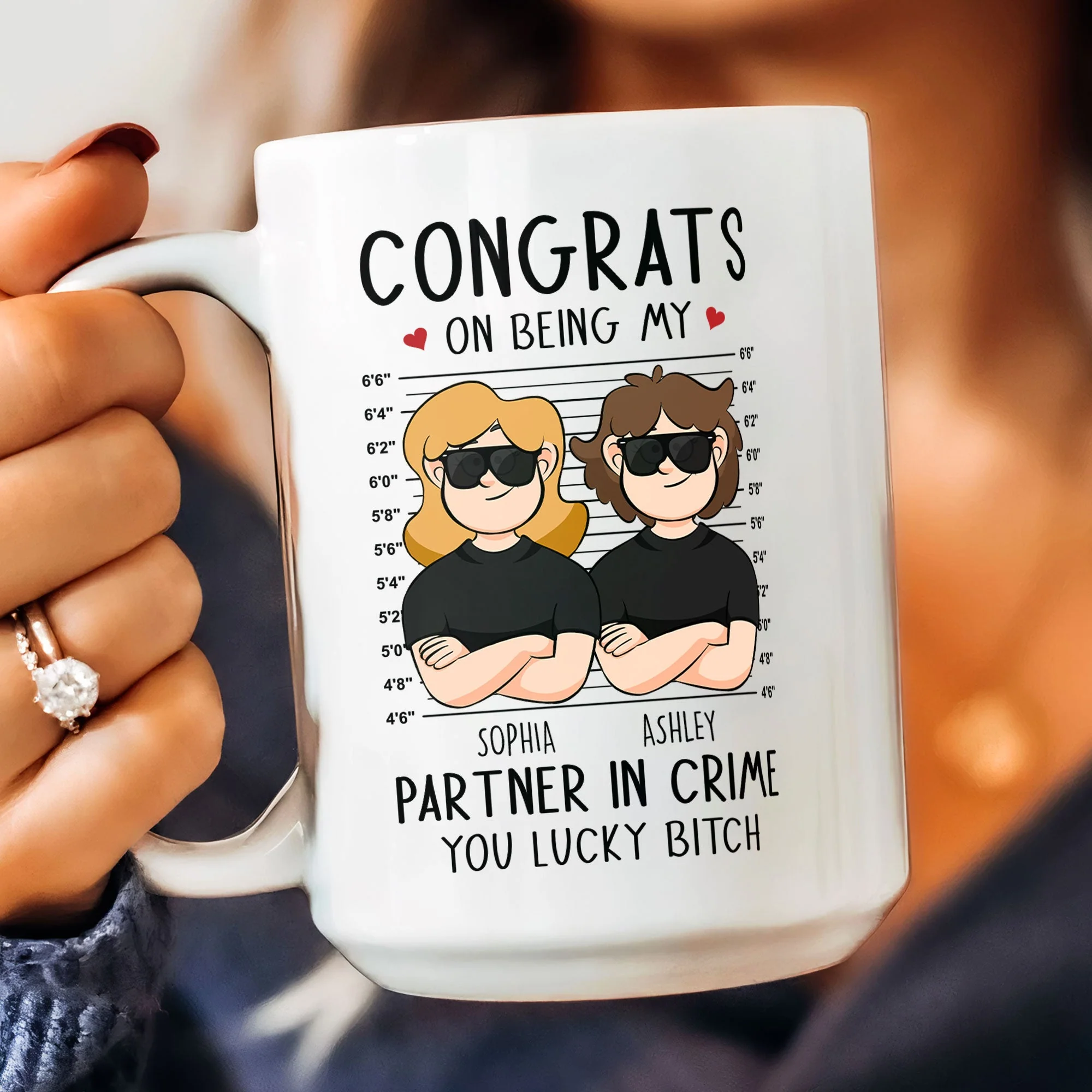 Congrats On Being My Partner In Crime - Personalized Mug - Image 5
