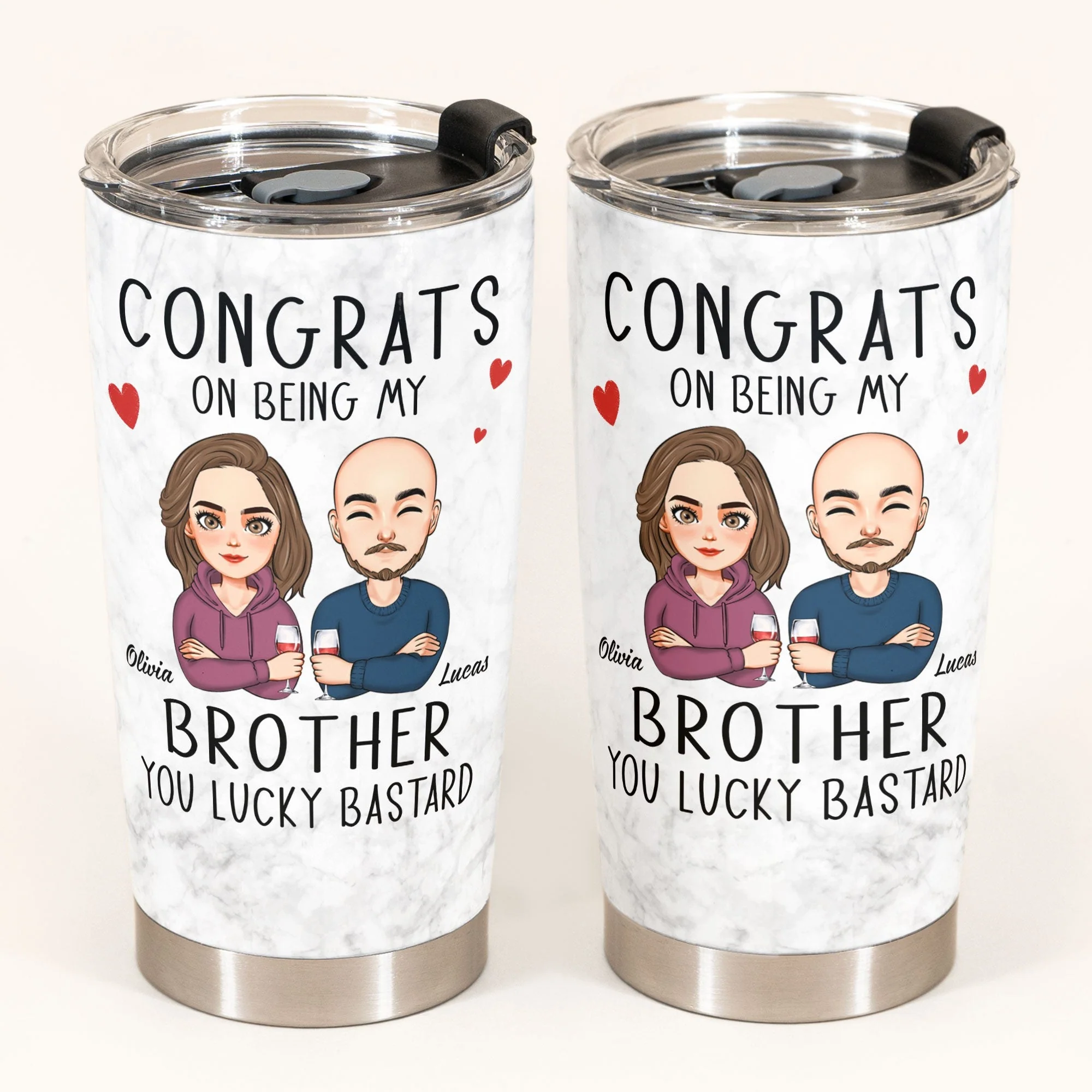 Congrats On Being My Sibling - Personalized Tumbler Cup - Image 2