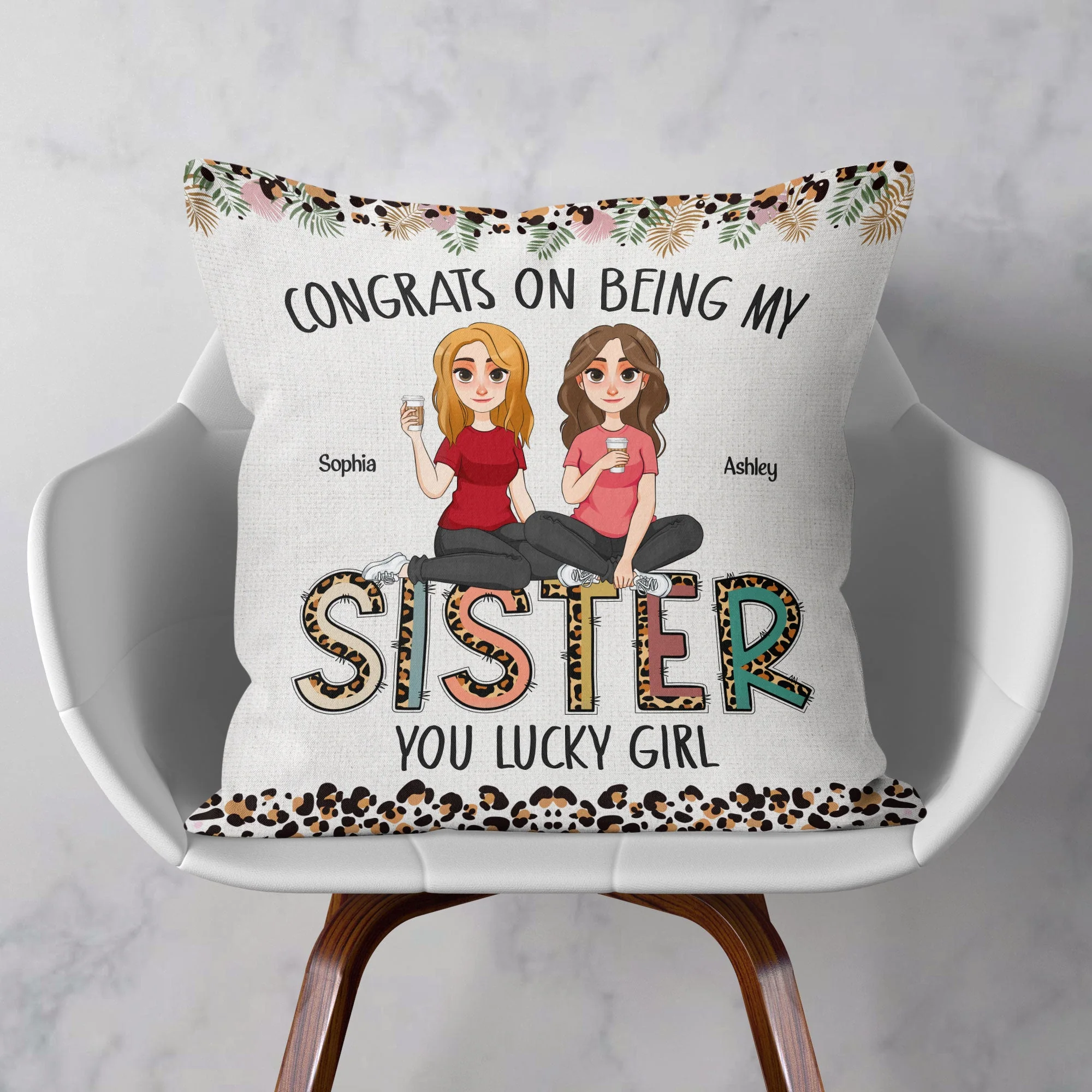 Congrats On Being My Sister - New Version - Personalized Pillow (Insert Included) - Image 3