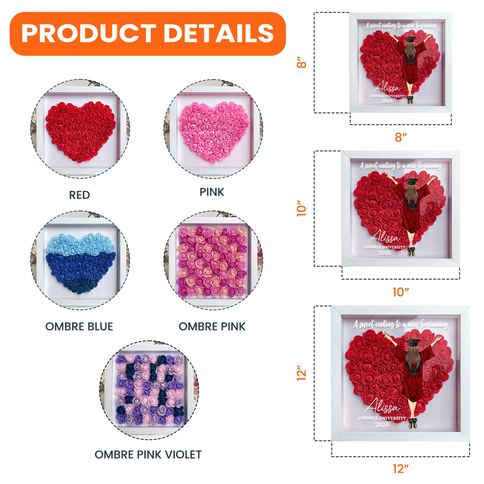 Congratulation Graduate A Sweet Ending - Personalized Flower Shadow Box - Image 4
