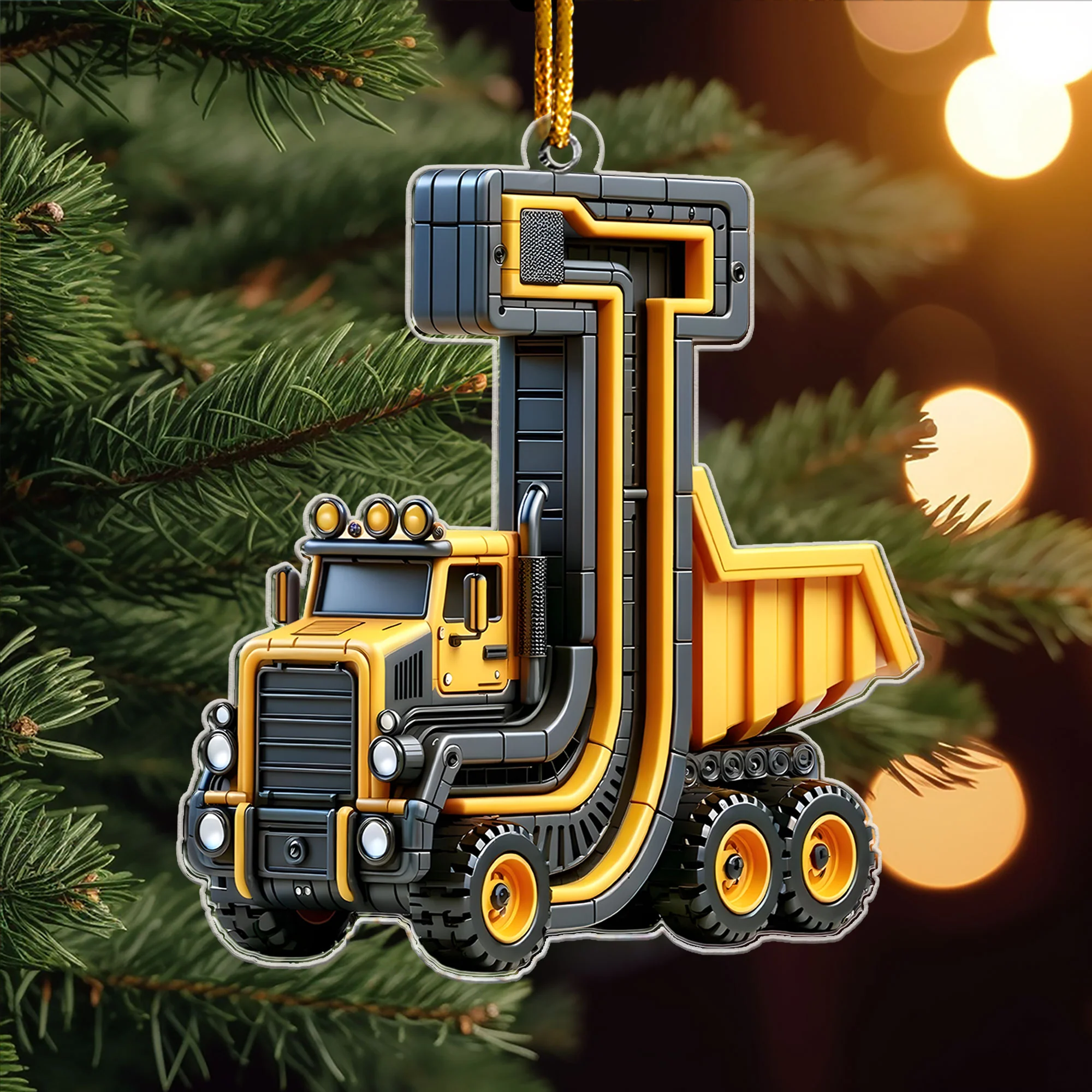 Construction Vehicles Letter - Personalized Acrylic Ornament - Image 3