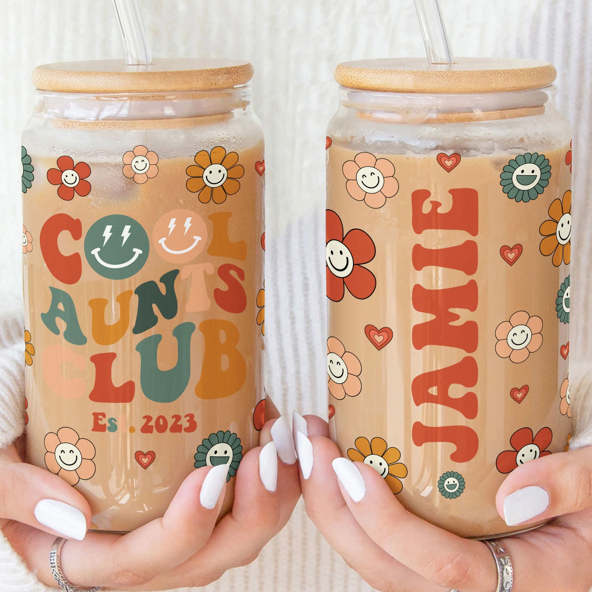 Cool Aunts Club - Personalized Clear Glass Cup - Image 3
