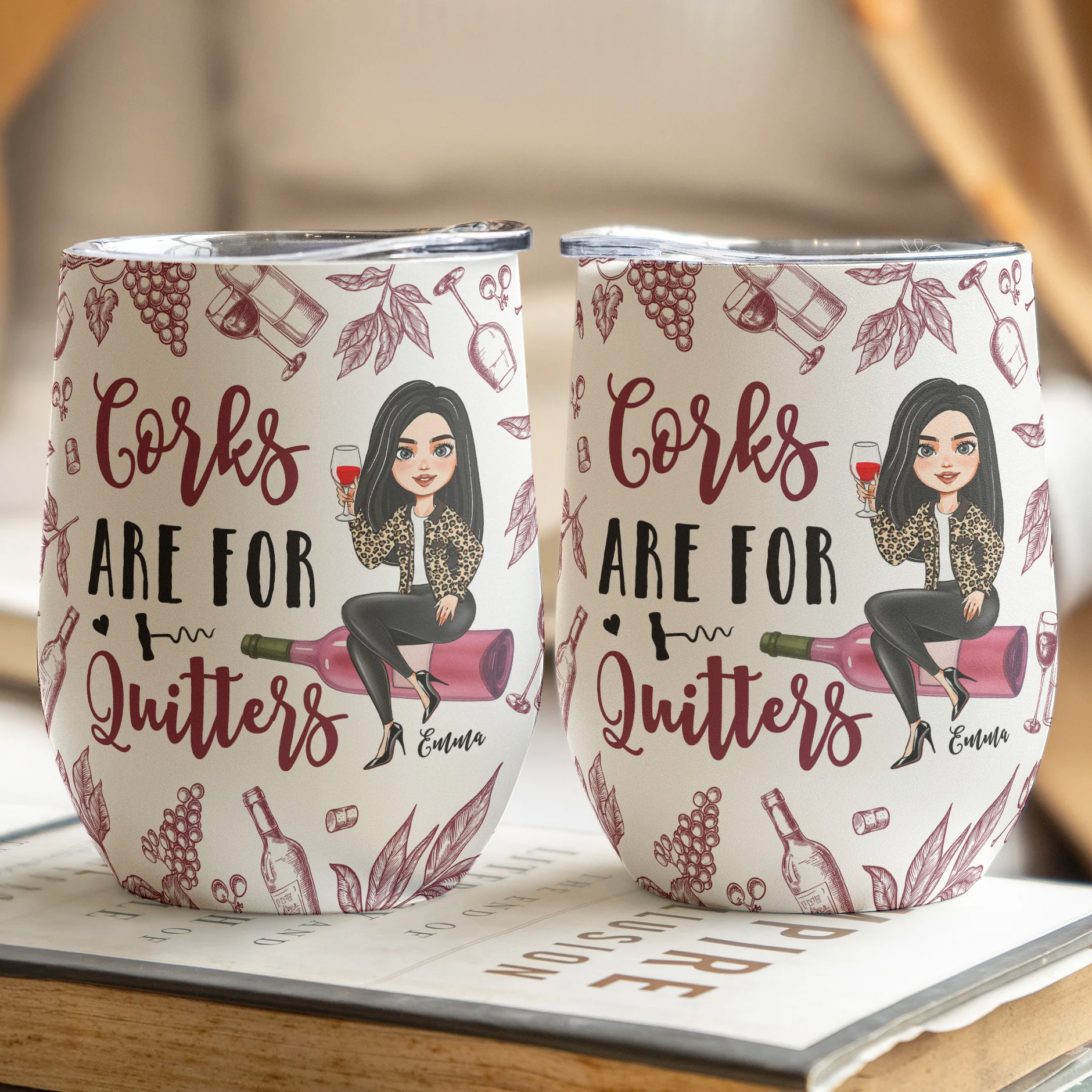 Corks Are For Quitters For Wine Lovers, Wine Besties - Personalized Wine Tumbler - Image 2