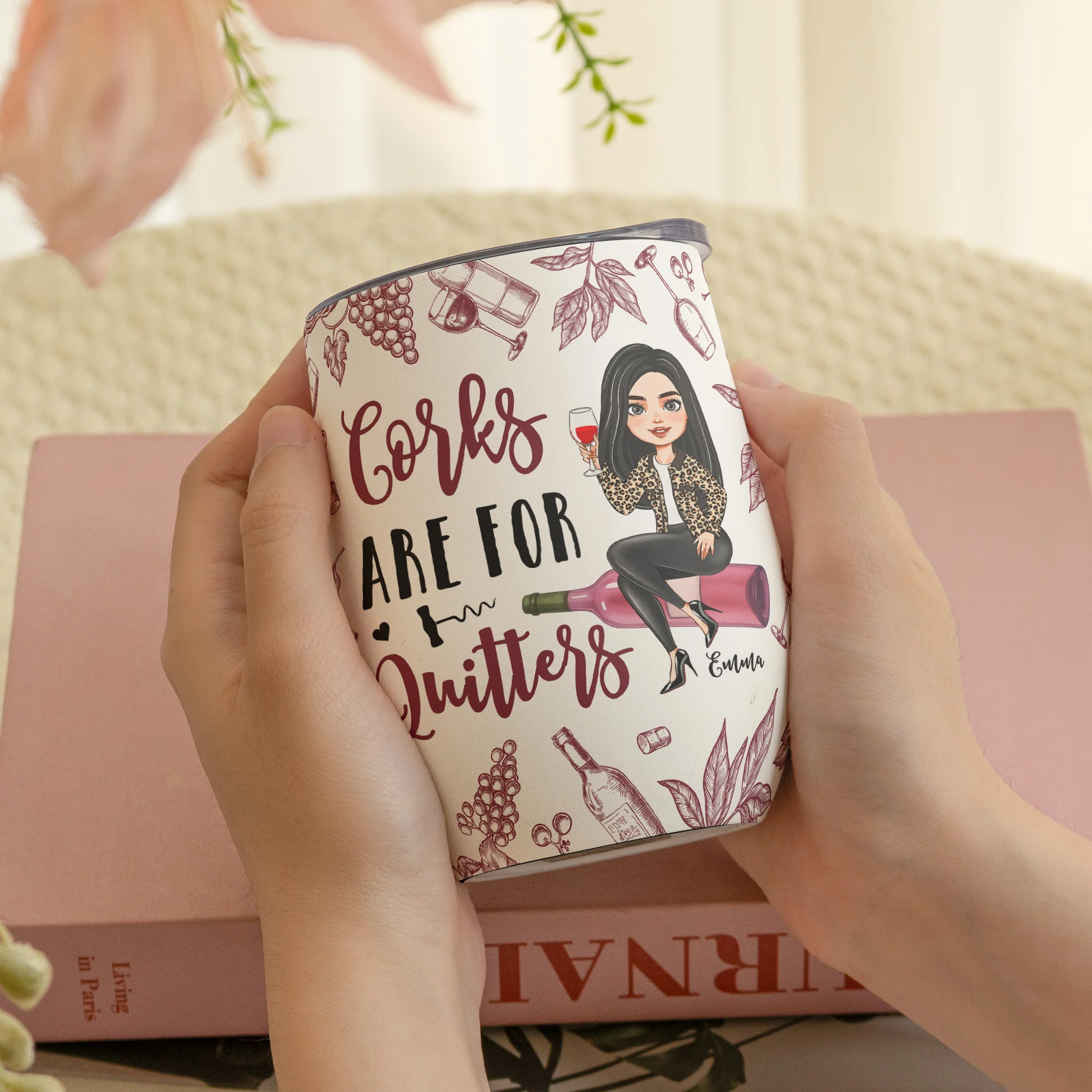 Corks Are For Quitters For Wine Lovers, Wine Besties - Personalized Wine Tumbler - Image 3