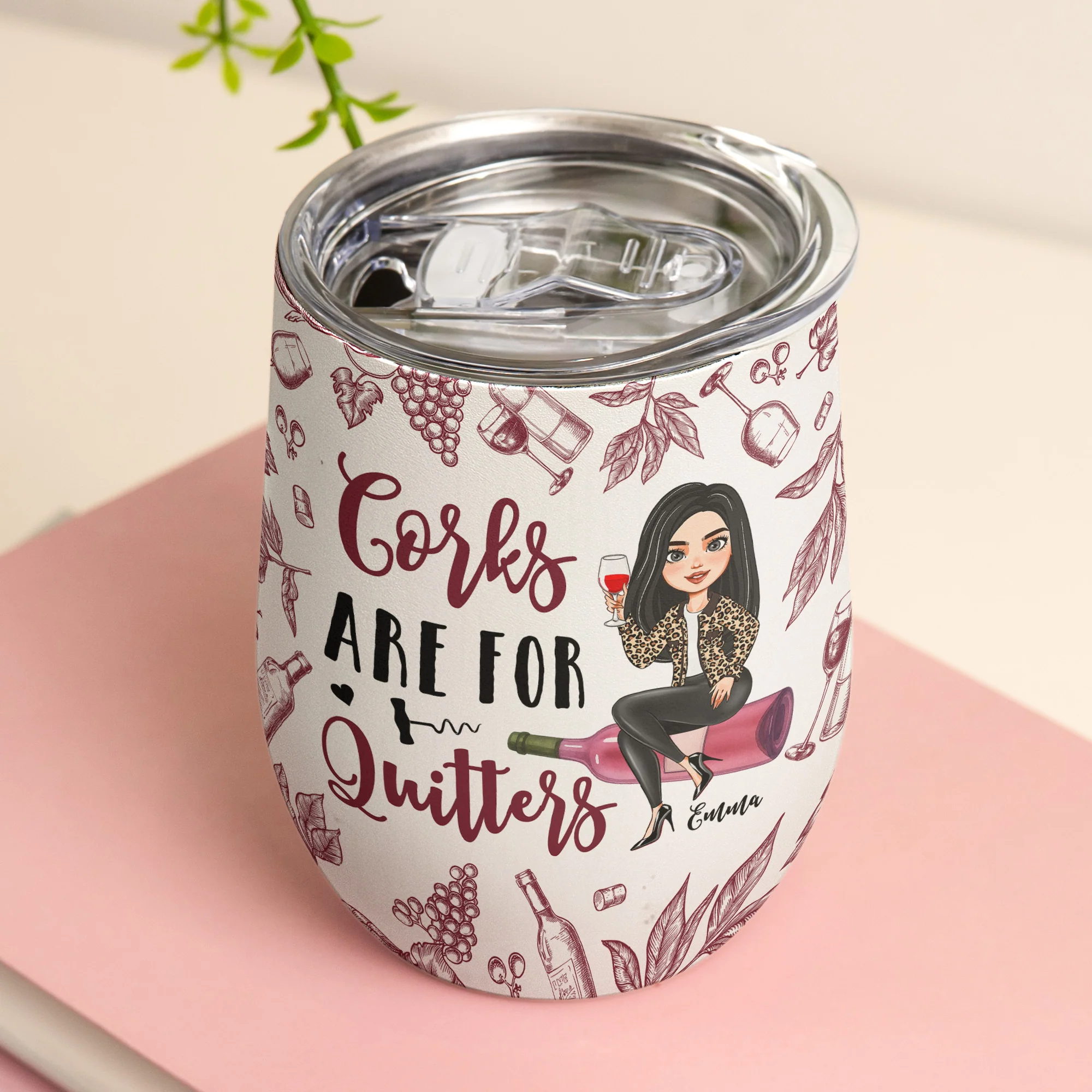 Corks Are For Quitters For Wine Lovers, Wine Besties - Personalized Wine Tumbler - Image 4