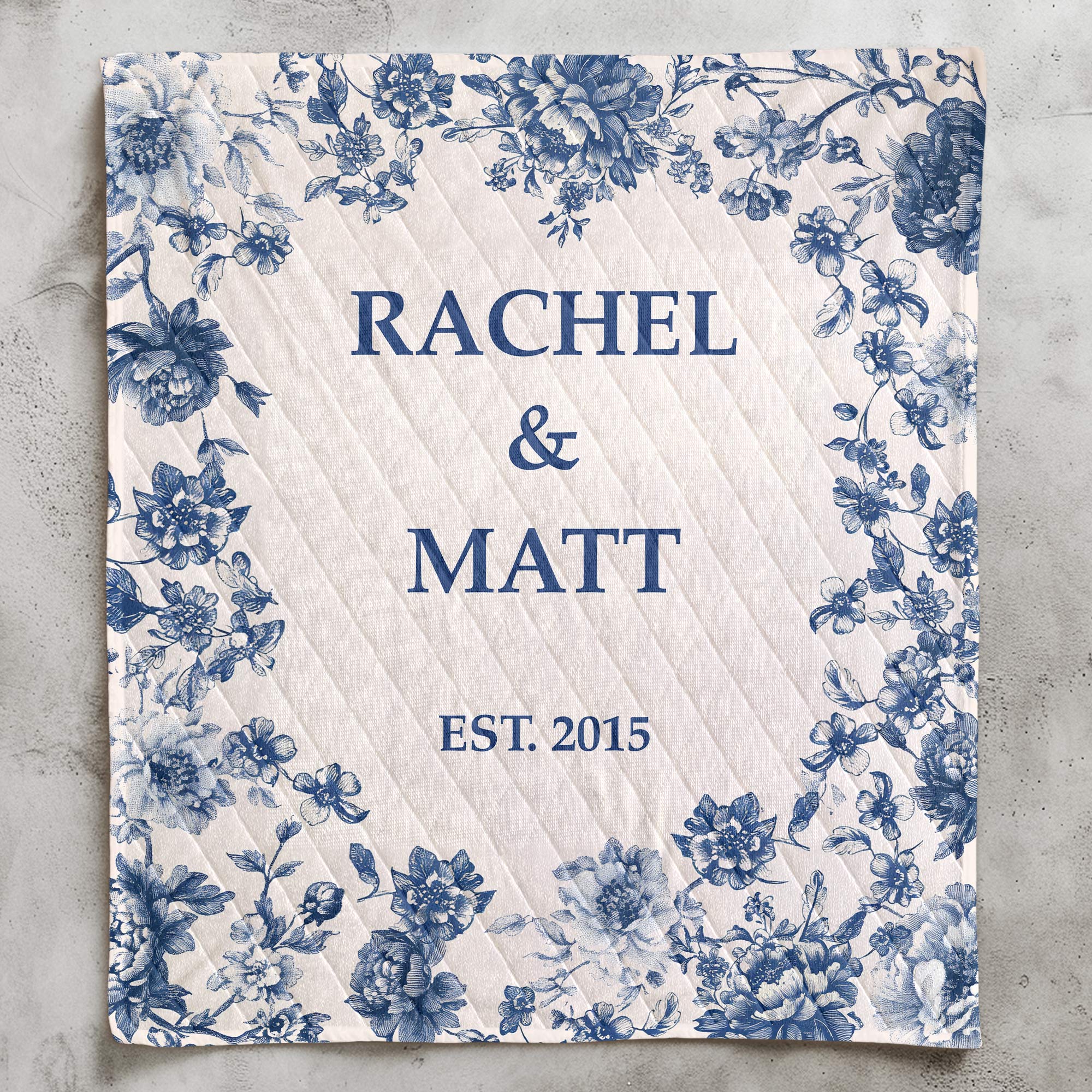 Couple Anniversary Gift Bedding Decor Chinoiserie Toile De Jouy Style - Custom Quilt Set - Image 2
