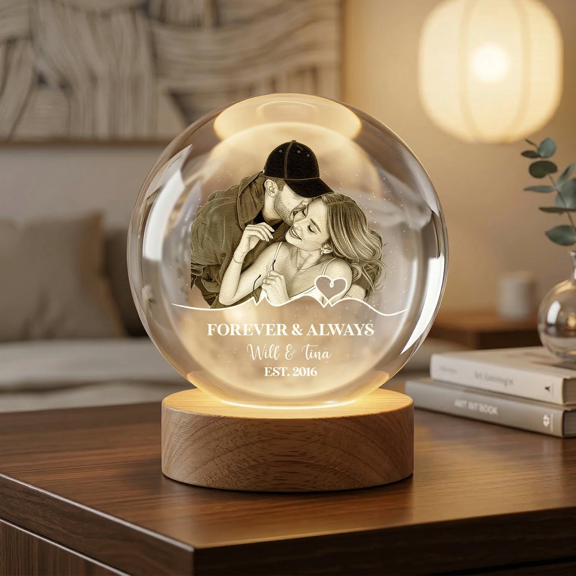 Couple Anniversary Gift For Wife, Girlfriend, Husband, Boyfriend - Personalized Night Light - Image 2
