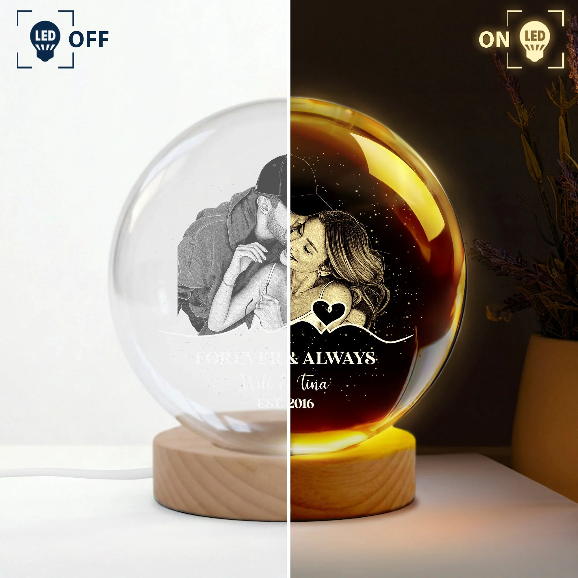 Couple Anniversary Gift For Wife, Girlfriend, Husband, Boyfriend - Personalized Night Light - Image 4