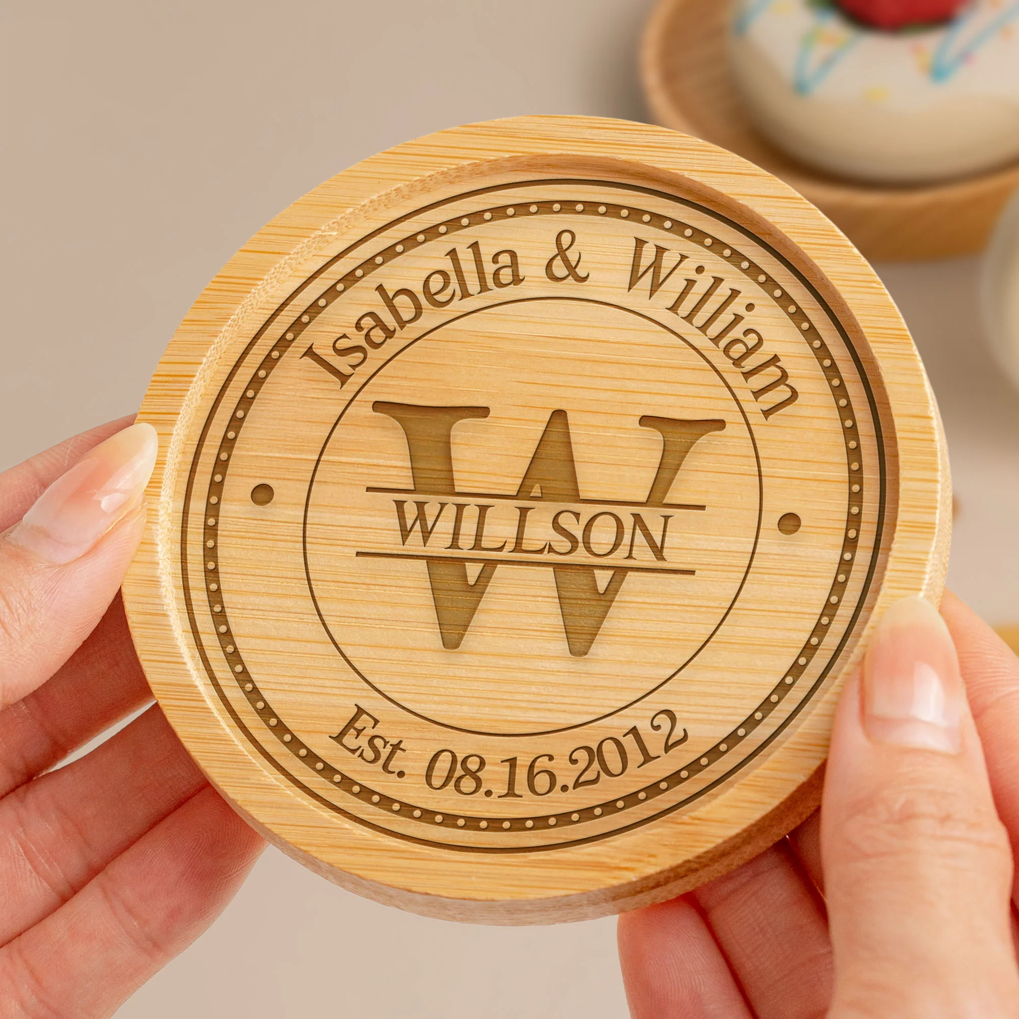 Couple Anniversary - Personalized Wooden Coaster - Image 3