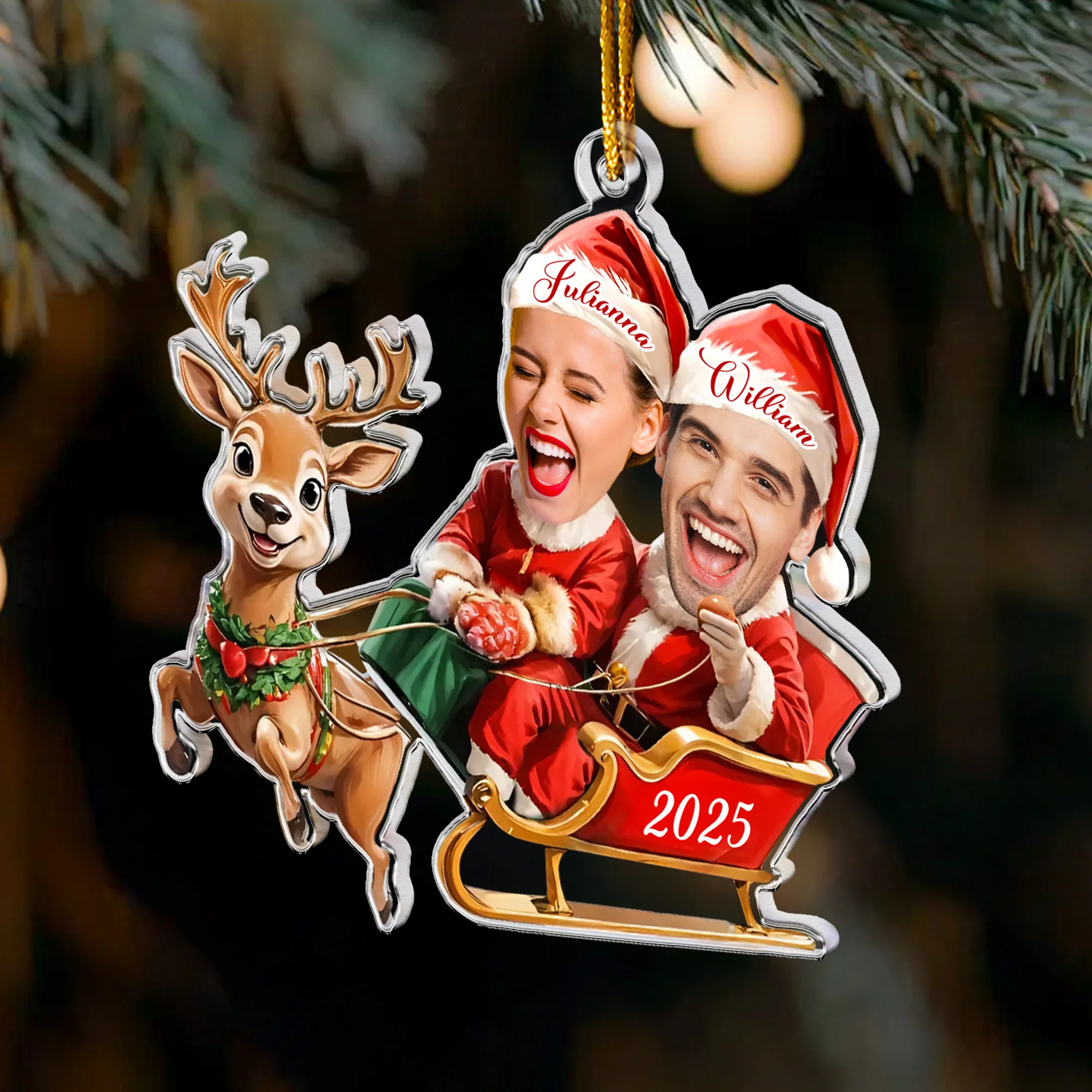 Couple Funny Custom Ornament - Personalized Acrylic Photo Ornament - Image 4