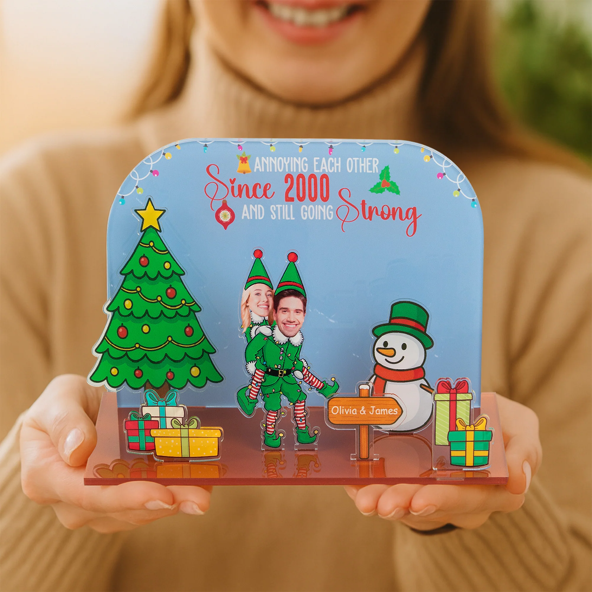 Couple Funny Elf - Personalized 3D Acrylic Photo Standee - Image 4
